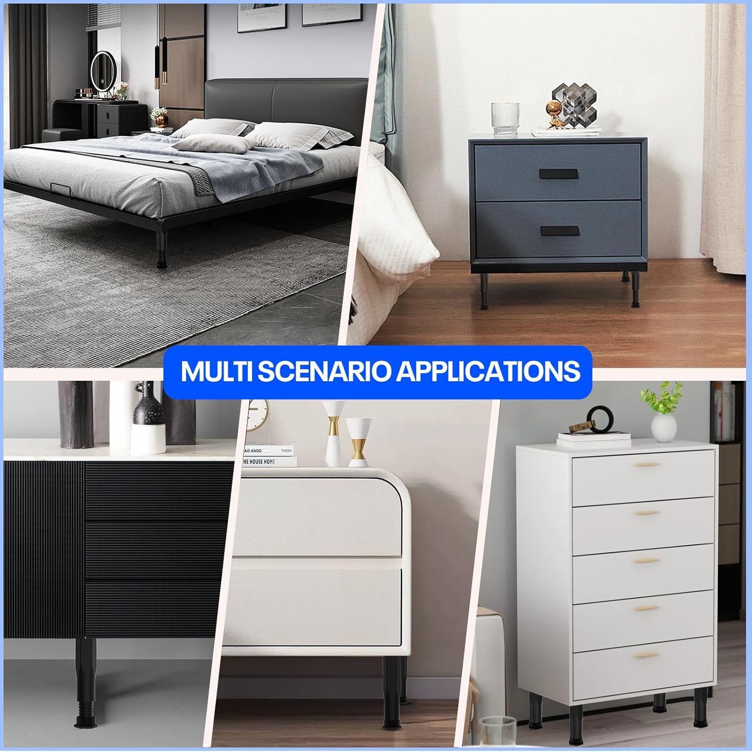 Patas de soporte central de altura ajustable para marco de cama, patas de soporte de listones centrales de cama (6  11.2 (2 unidades)