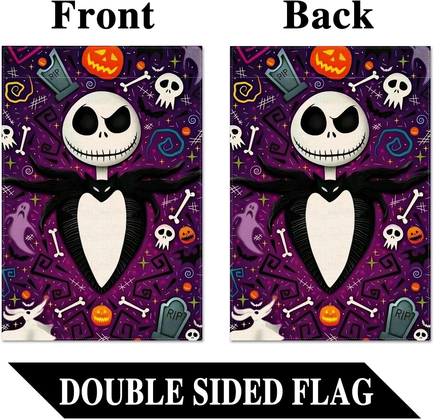 Sunwer The Nightmare Before Christmas – Bandera de jardín Jack Skellington para decoración de fiesta de Halloween, patio delantero al aire libre,