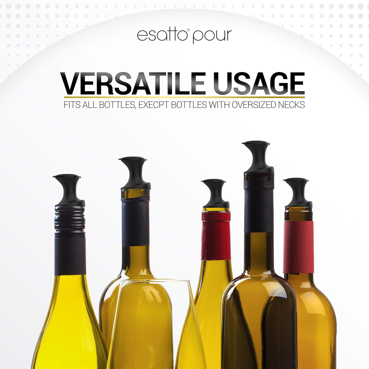 Esatto Verter y sellar, vertedores de botellas de plástico con tapa integrada, vertido fácil y preciso, tapa para almacenamiento y prácticas