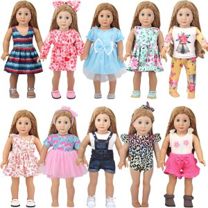 10 juegos de ropa de muñeca americana de 18 pulgadas, incluyendo 10 trajes de vestir para muñecas americanas, muñecas recién nacidas, regalos para 10 juegos de ropa de muñeca americana de 18 pulgadas, incluyendo 10 trajes de vestir para muñecas americanas, muñecas recién nacidas, regalos para