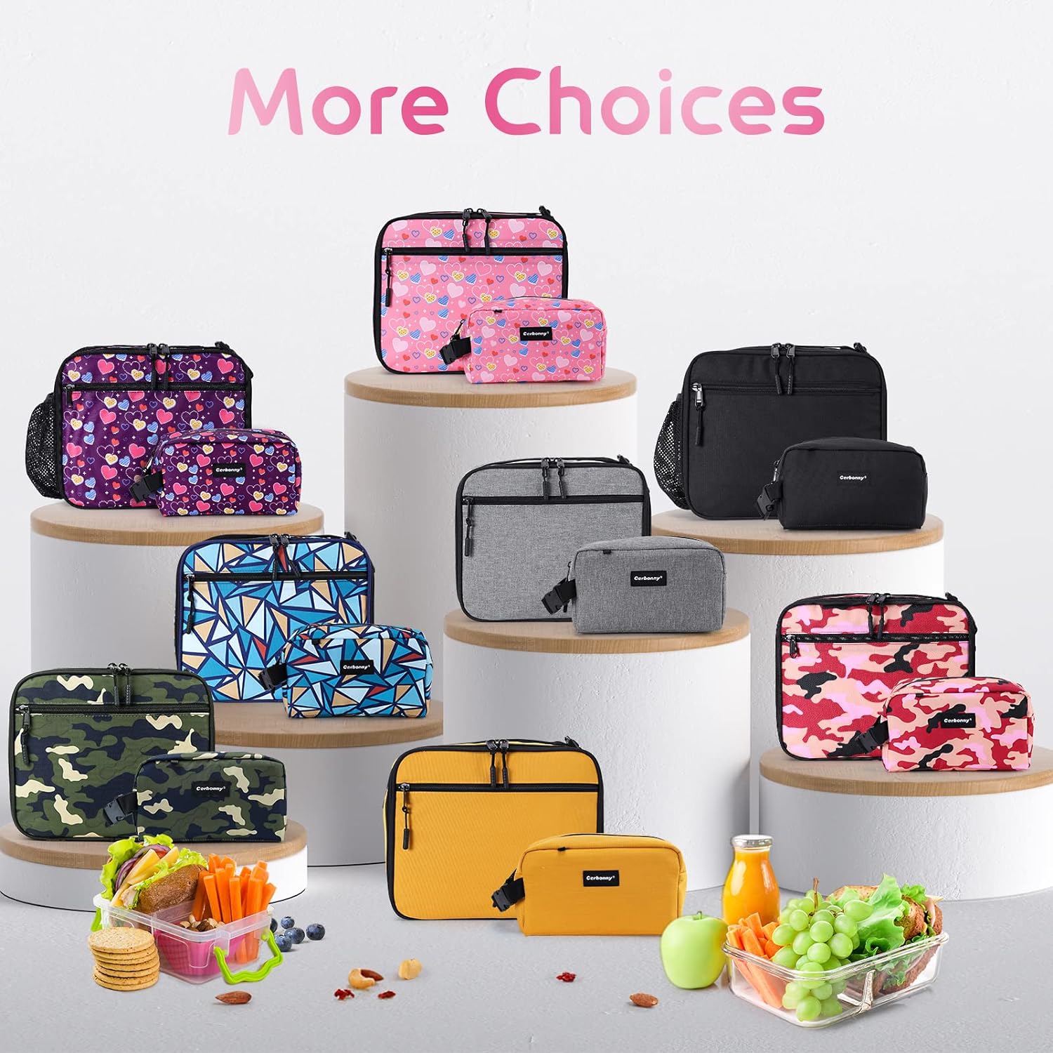 Cerbonny Bolsa de almuerzo congelable, Purple Love-P, unisex, poliéster, soporte para comidas, paquetes de gel que mantienen la comida fresca