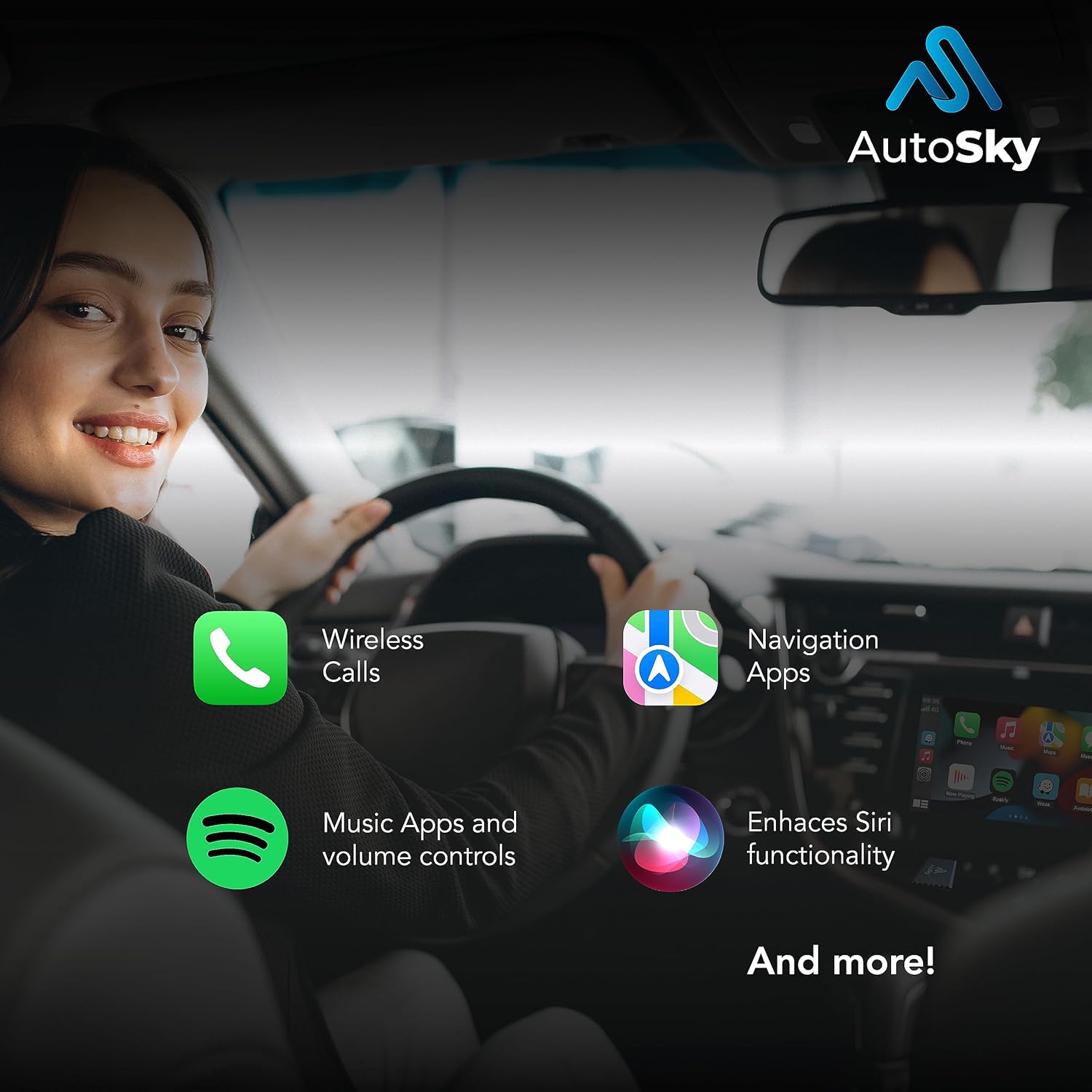 AutoSky Adaptador inalámbrico CarPlay 2023 Pro Edición Extra – Adaptador inalámbrico CarPlay rápido y compacto de fábrica con cable CarPlay Cars –