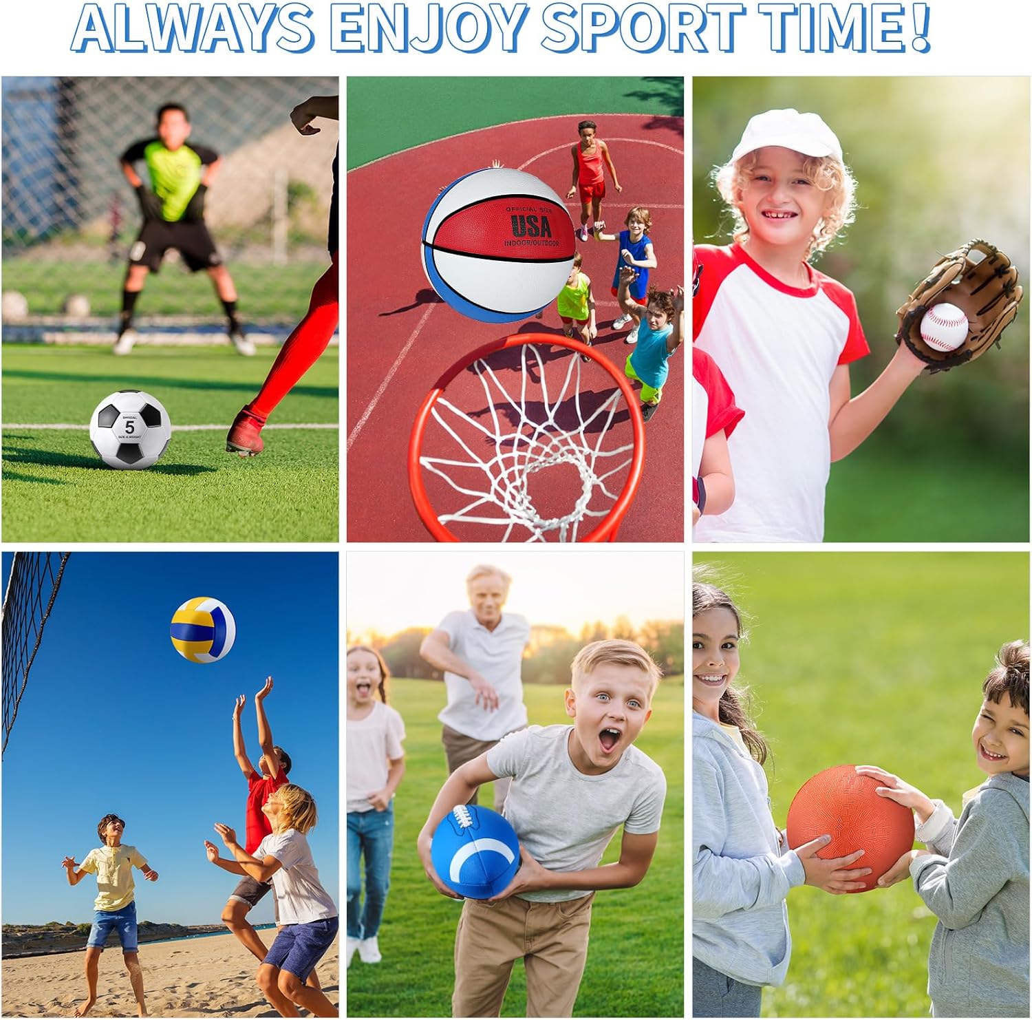 Juego de 36 pelotas deportivas a granel para Navidad, tamaño oficial, baloncesto, fútbol, voleibol, fútbol, parque infantil, equipo deportivo para
