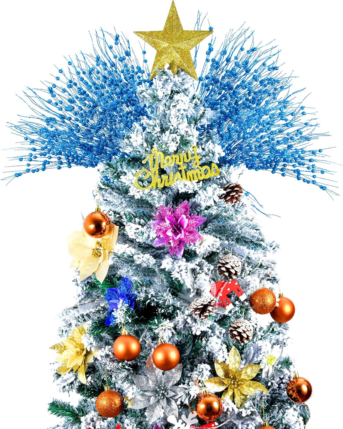 Christmas Artificial Glitter Berry Stem Decorations Decorative Bead Sticks Xmas Picks Glittery Twigs Branches for Christmas Tree Wreath Gift Vase
