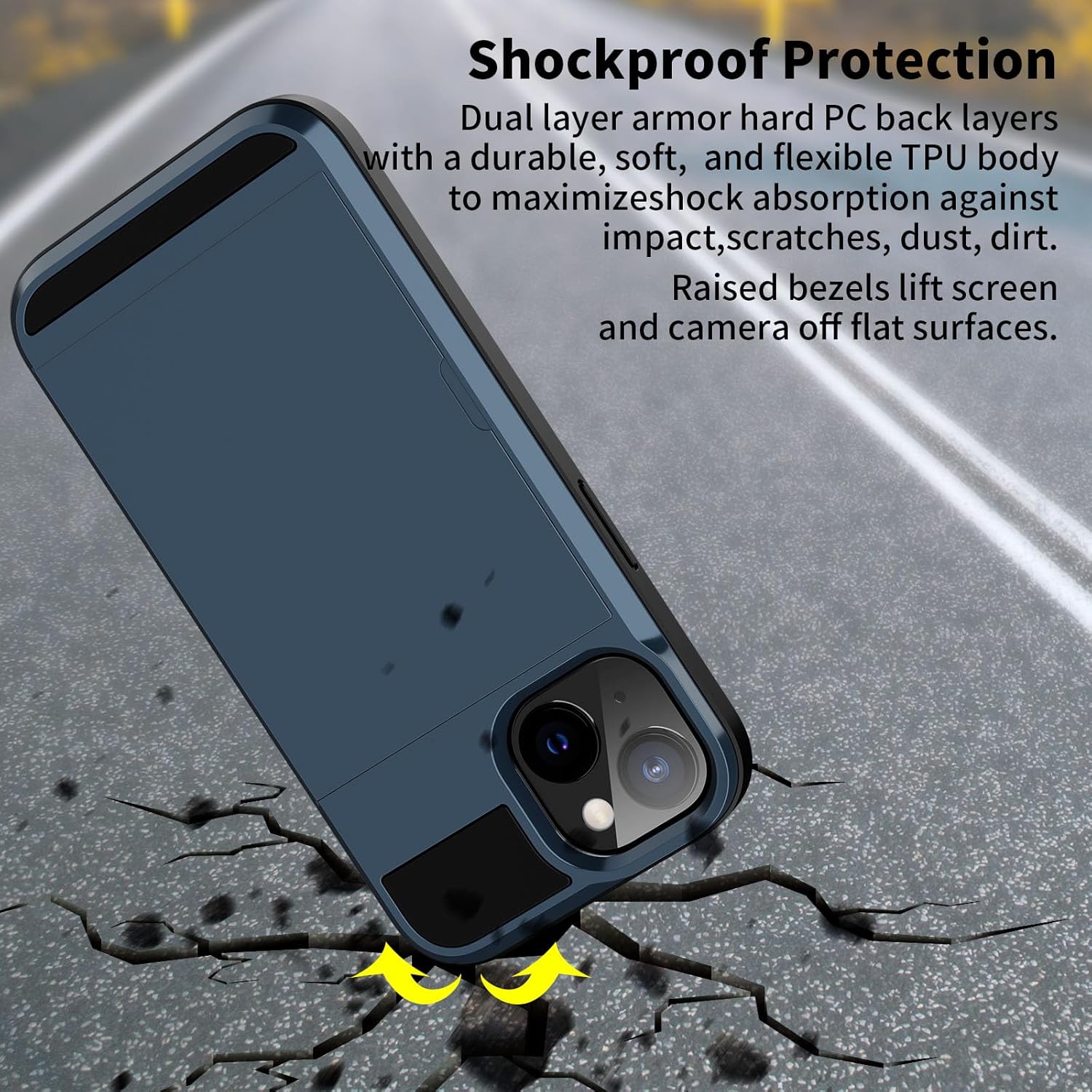 ACANDYA Funda protectora para iPhone 15 Plus con tarjetero y cartera protectora para mujeres y hombres, resistente, a prueba de golpes,