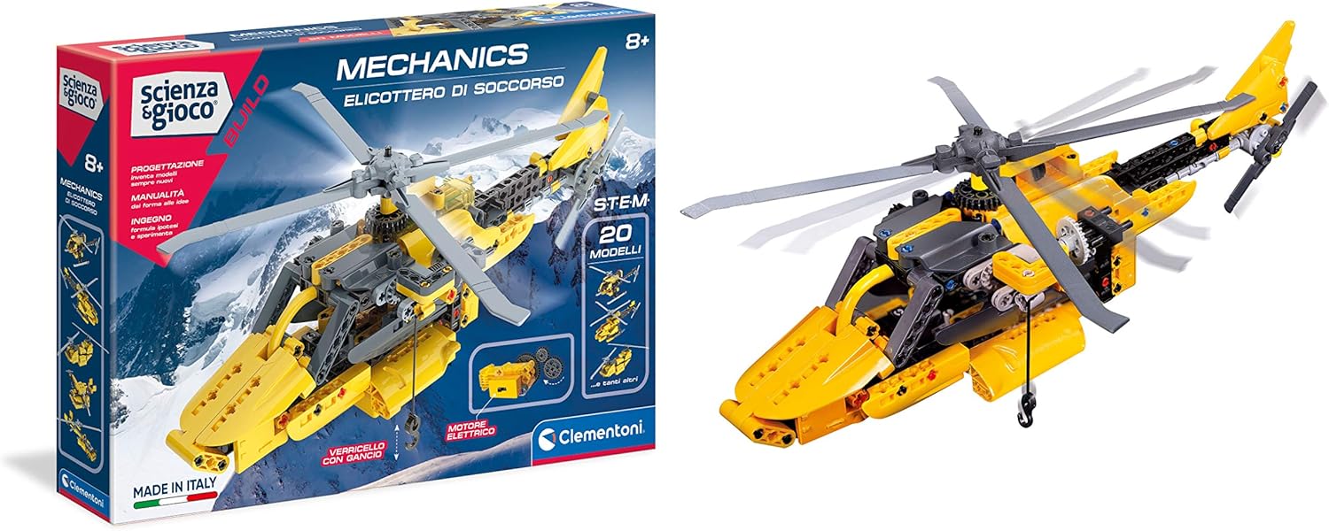 Clementoni – Laboratory of Mechanics-Helicopter-Construction Set (Italian Version) -Made in Italy, 8 Years+, 19176
