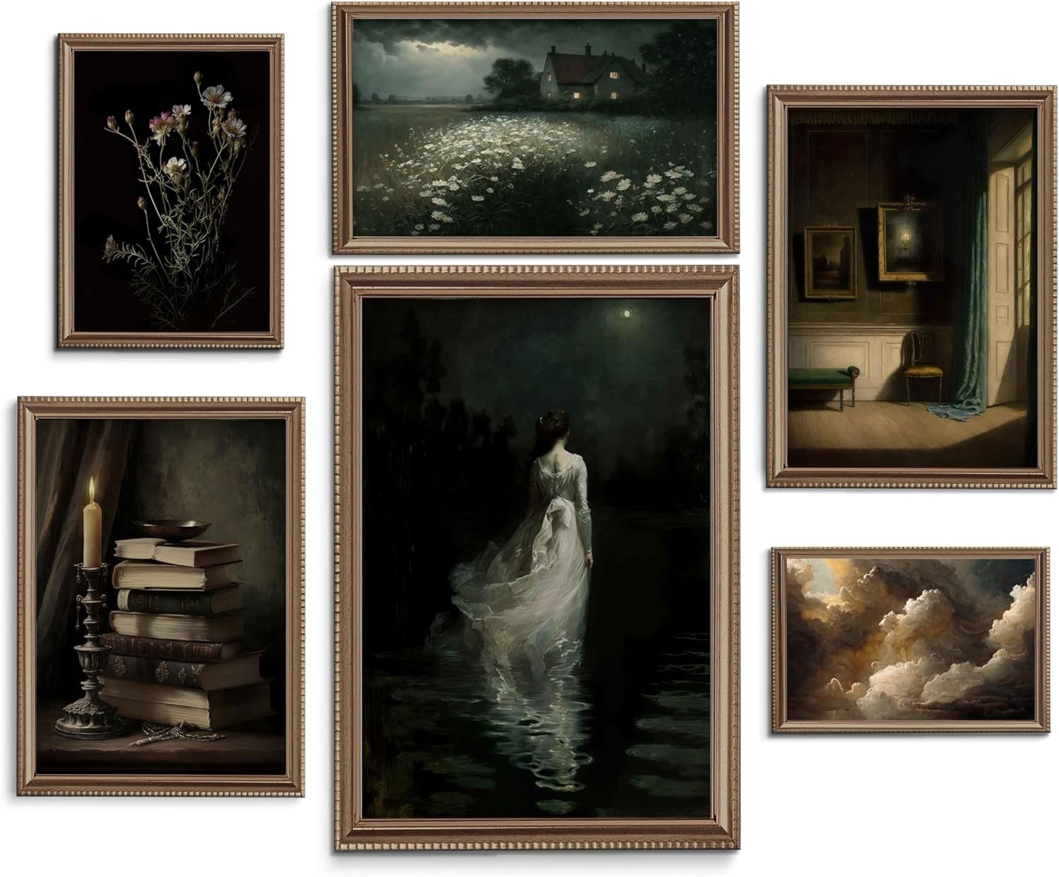 Impresiones artísticas victorianas vintage, arte de pared Dark Academia oscura, póster de retrato de dama vintage, hogar victoriano gótico,