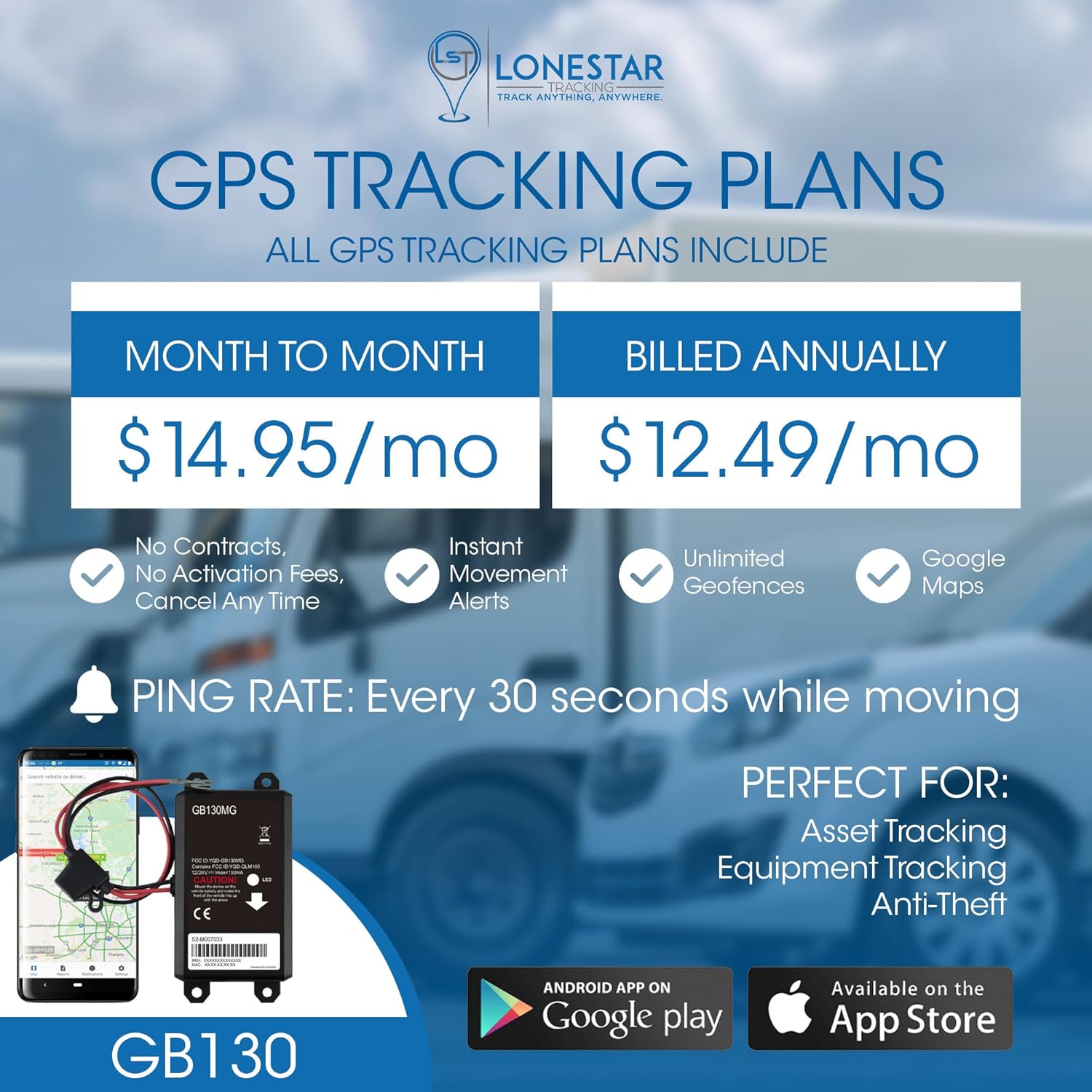 LoneStar Tracking GB130 – Rastreador GPS con cable para vehículos, 4G5G Cat M1, dispositivo de seguimiento para automóvil, localizador GPS en tiempo