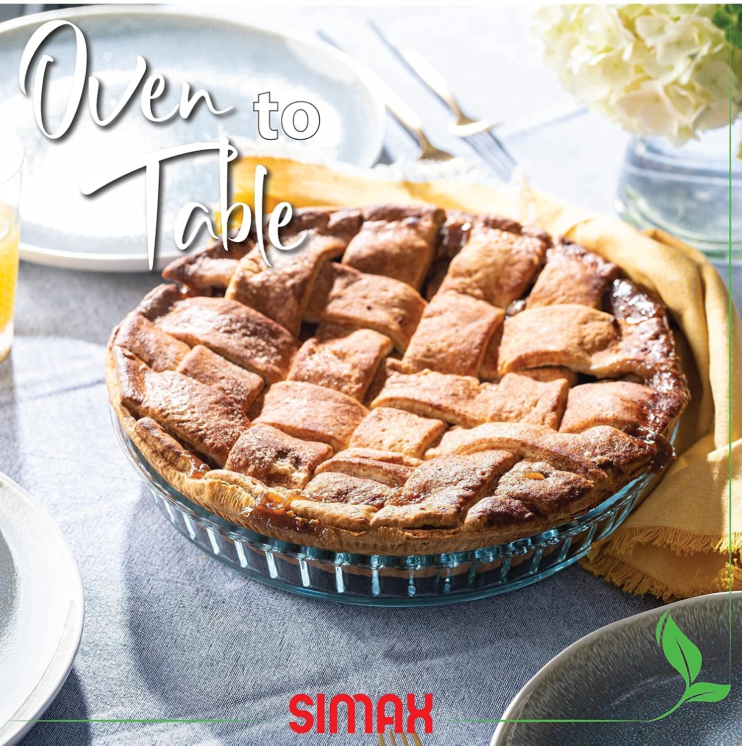 Simax Plato de vidrio estriado para tartas poco profundo, a prueba de calor, frío y golpes, fabricado en Europa, 11 pulgadas