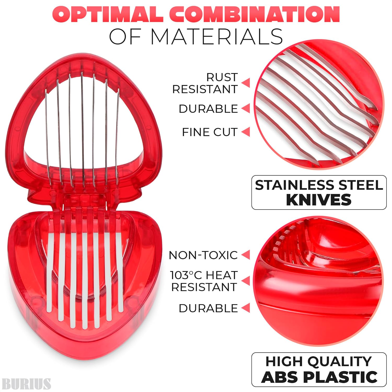 Cortador de fresas para utensilios de cocina, cortador de cocina BURIUS de fresa, cortador de huevos rojos, mini artilugios para herramienta de