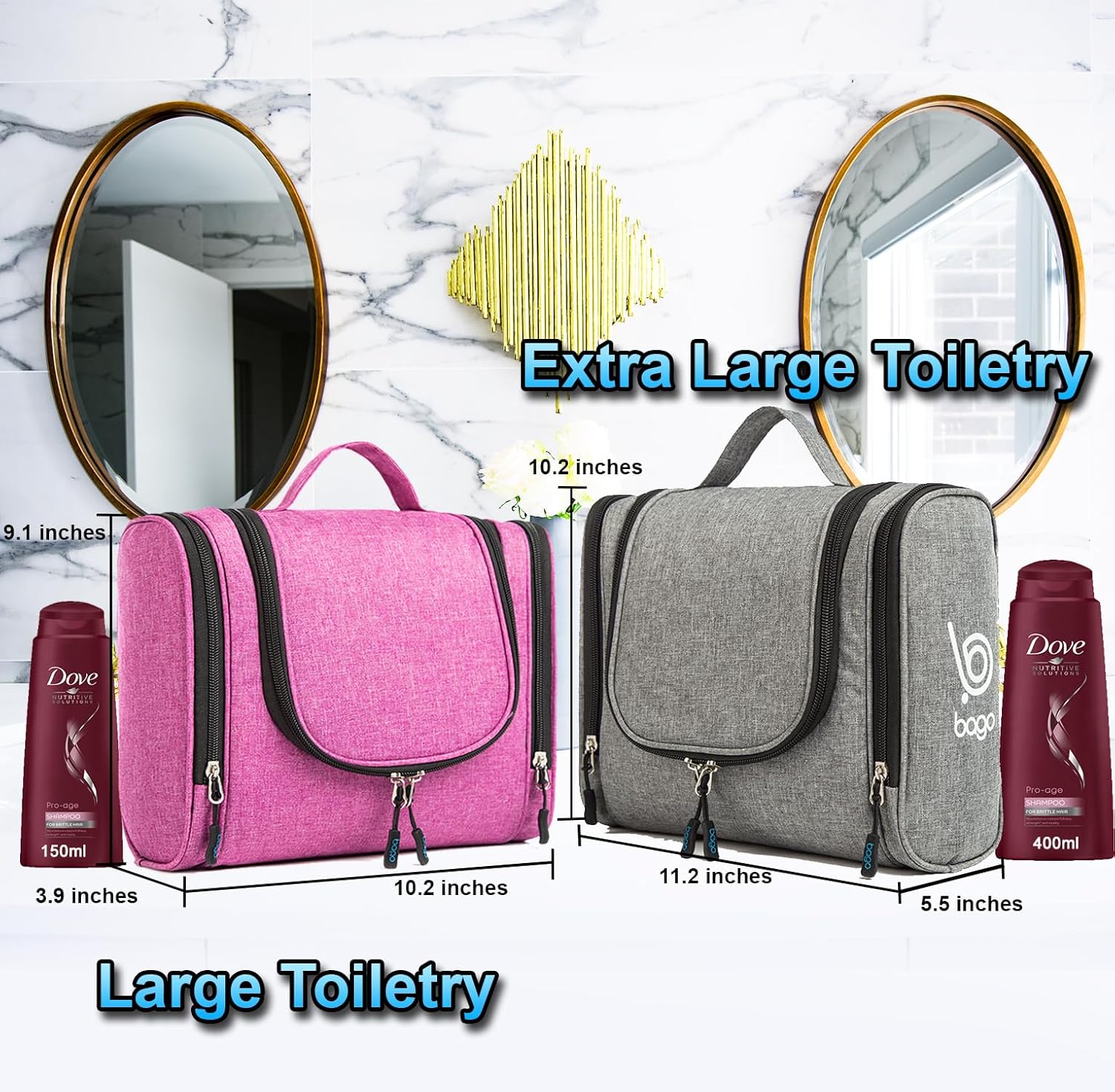 bago Neceser de viaje para mujeres y hombres, bolsa de aseo grande impermeable colgante grande para baño y bolsa de viaje para organizador de