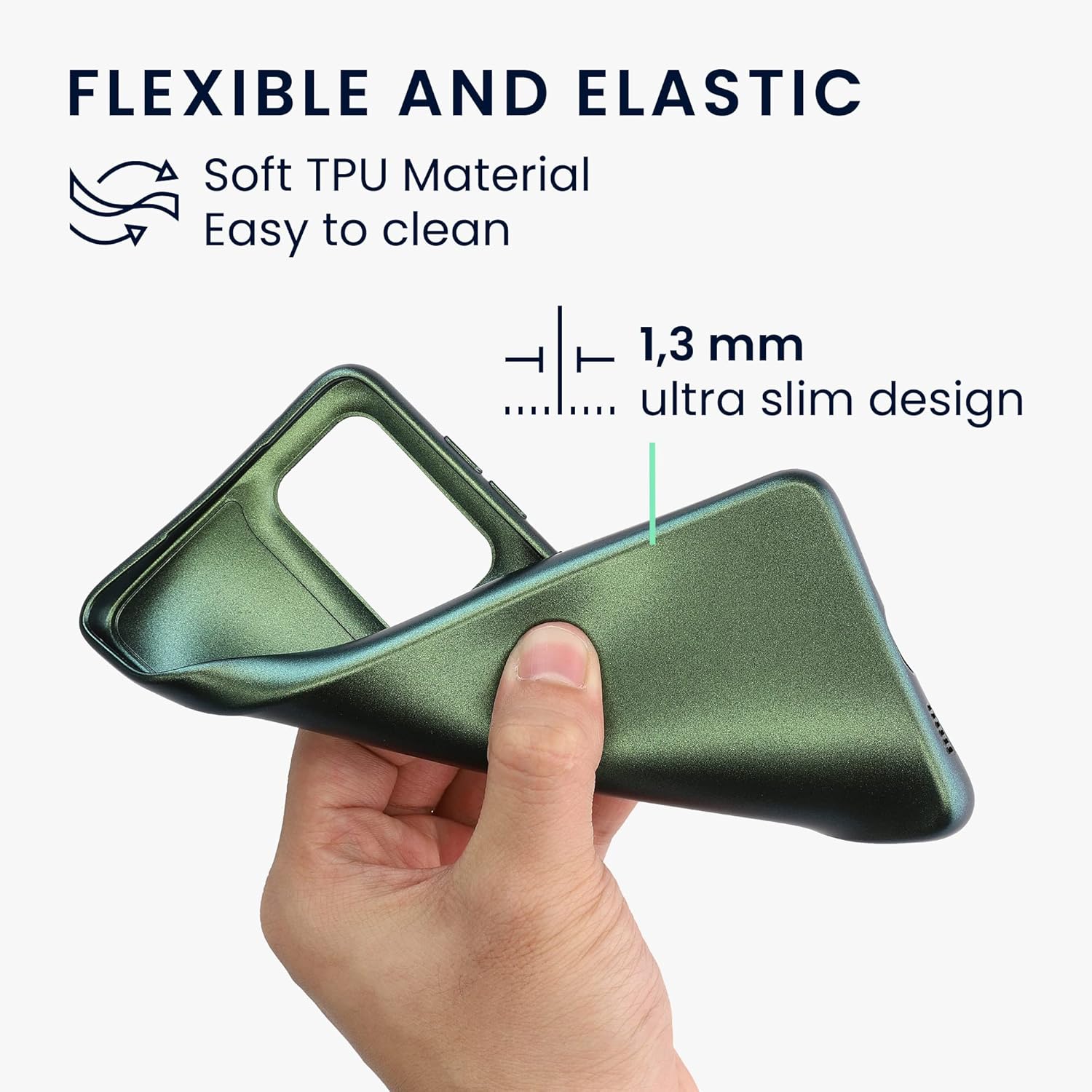 kwmobile Funda compatible con Samsung Galaxy A33 5G – Funda suave y flexible TPU Funda de teléfono Premium Color metálico – Verde bosque metálico