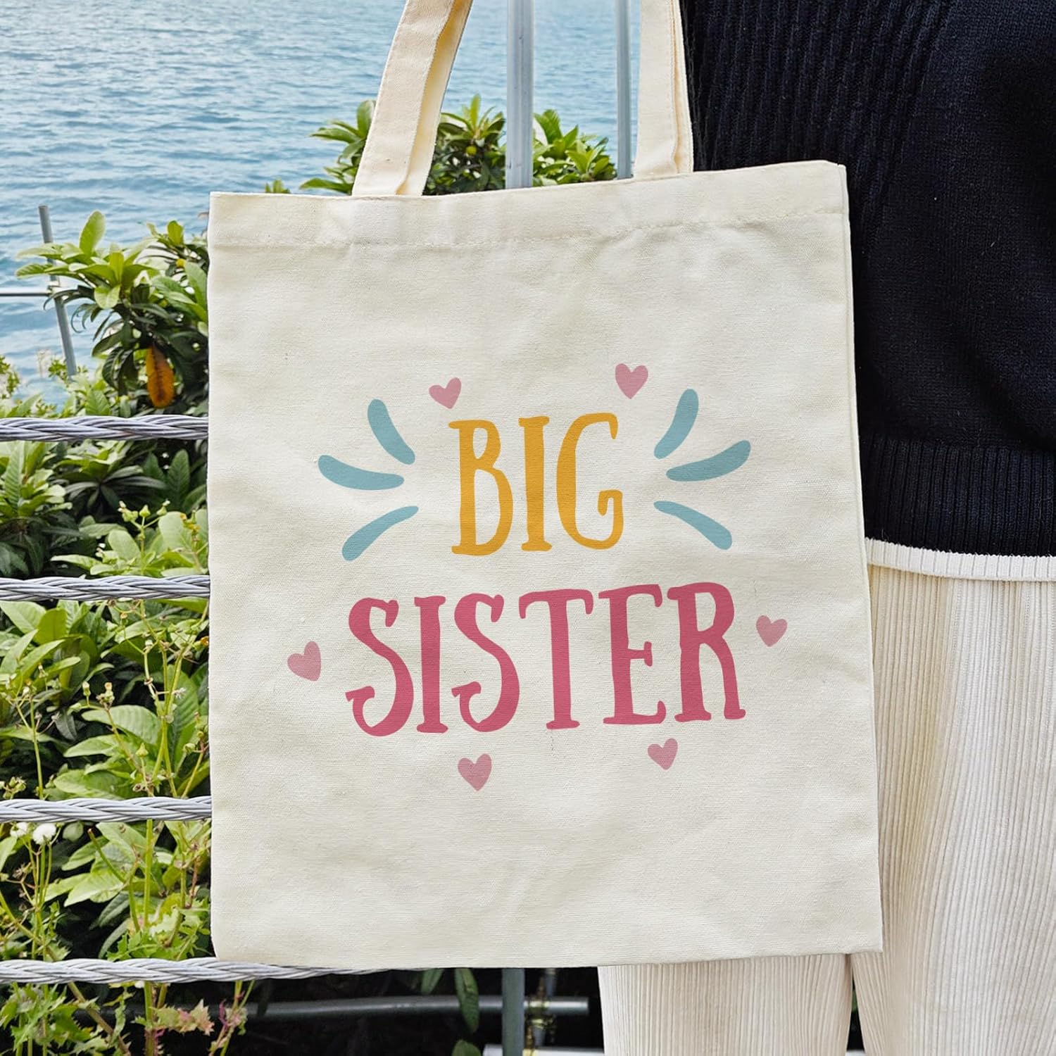 Bolsa de lona para hermana mayor para mujer, estética, bonita bolsa de compras para compras, bolsa de playa, regalos para mujeres, bolsa para