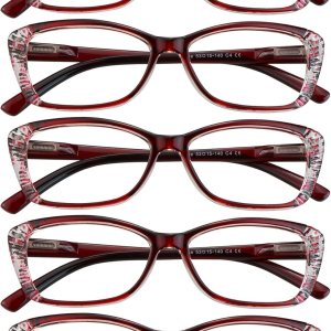 VisionGlobal 4 pares5 pares de anteojos de lectura con bisagra de resorte, lentes de bloqueo de luz azul para mujereshombres VisionGlobal 4 pares5 pares de anteojos de lectura con bisagra de resorte, lentes de bloqueo de luz azul para mujereshombres