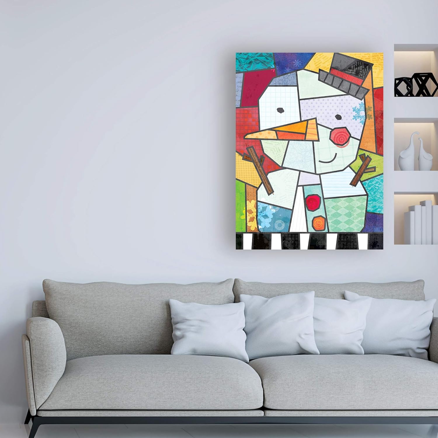 Trademark Fine Art, Muñeco de nieve de vidrieras de 14×19 de Holli Conger