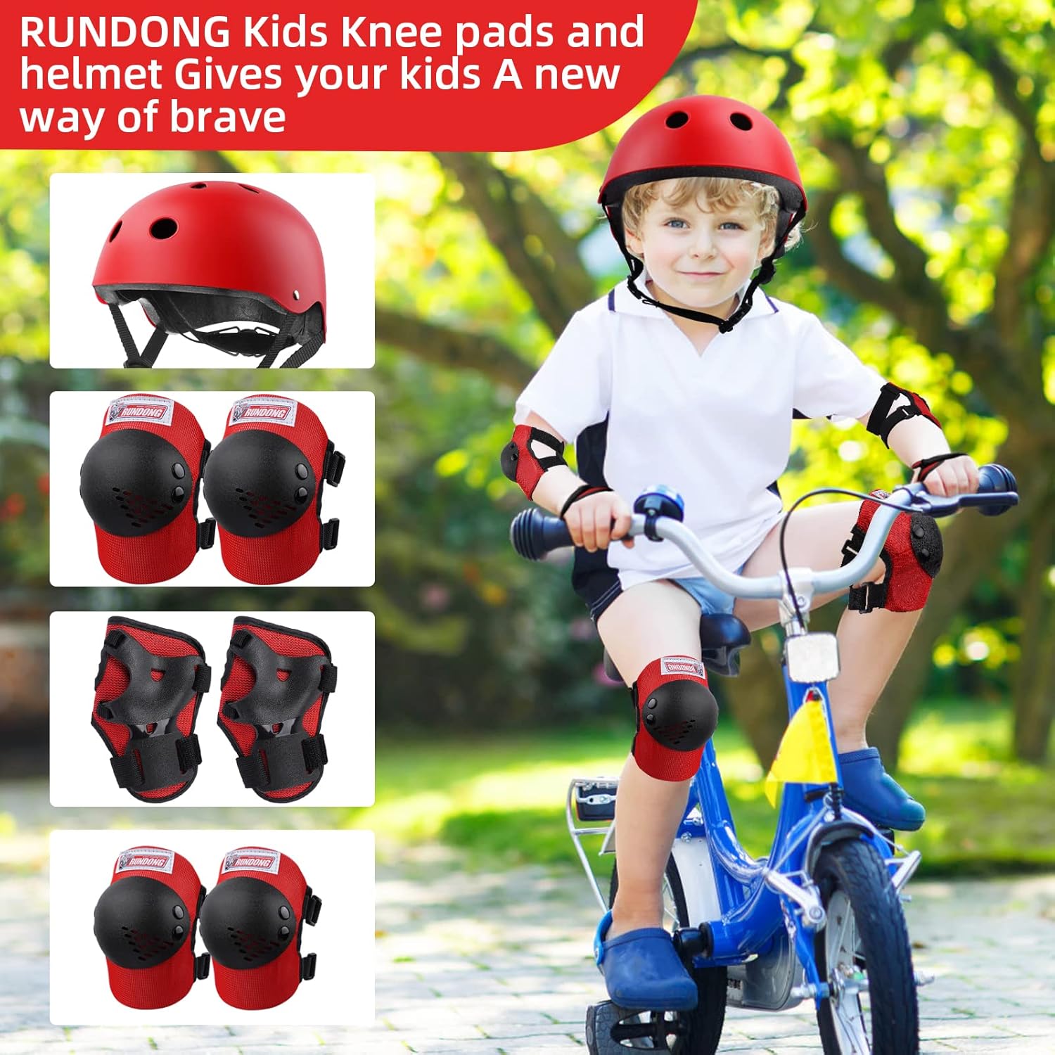 Casco de jinete y rodilleras, coderas, muñequeras, equipo de protección para niños de 3 a 15 años, patinaje sobre ruedas, scooters, ciclismo,