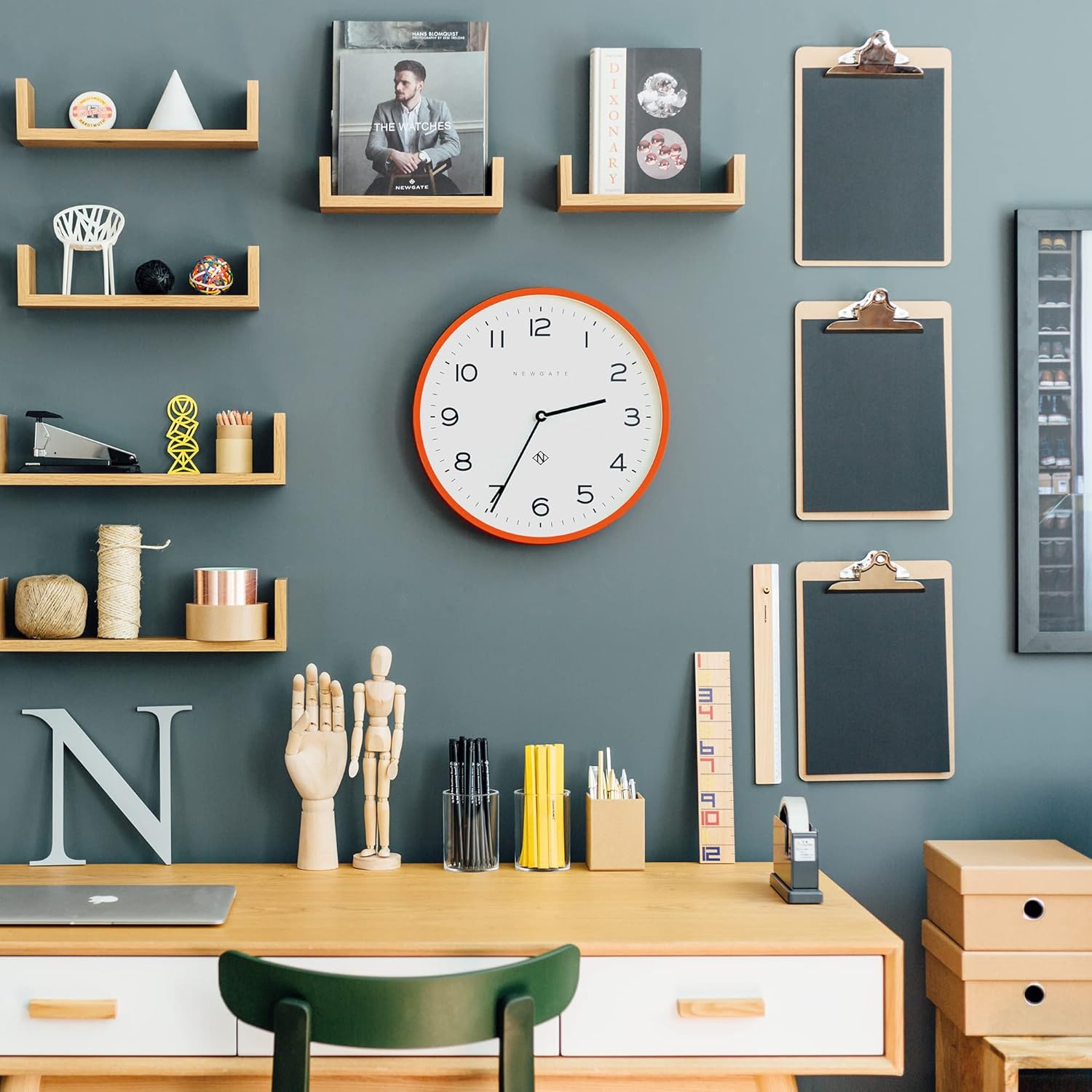 NEWGATE Reloj de pared con eco número tres  Reloj de pared analógico  Reloj moderno  Reloj de pared de cocina  Reloj de pared redondo  Fácil de leer