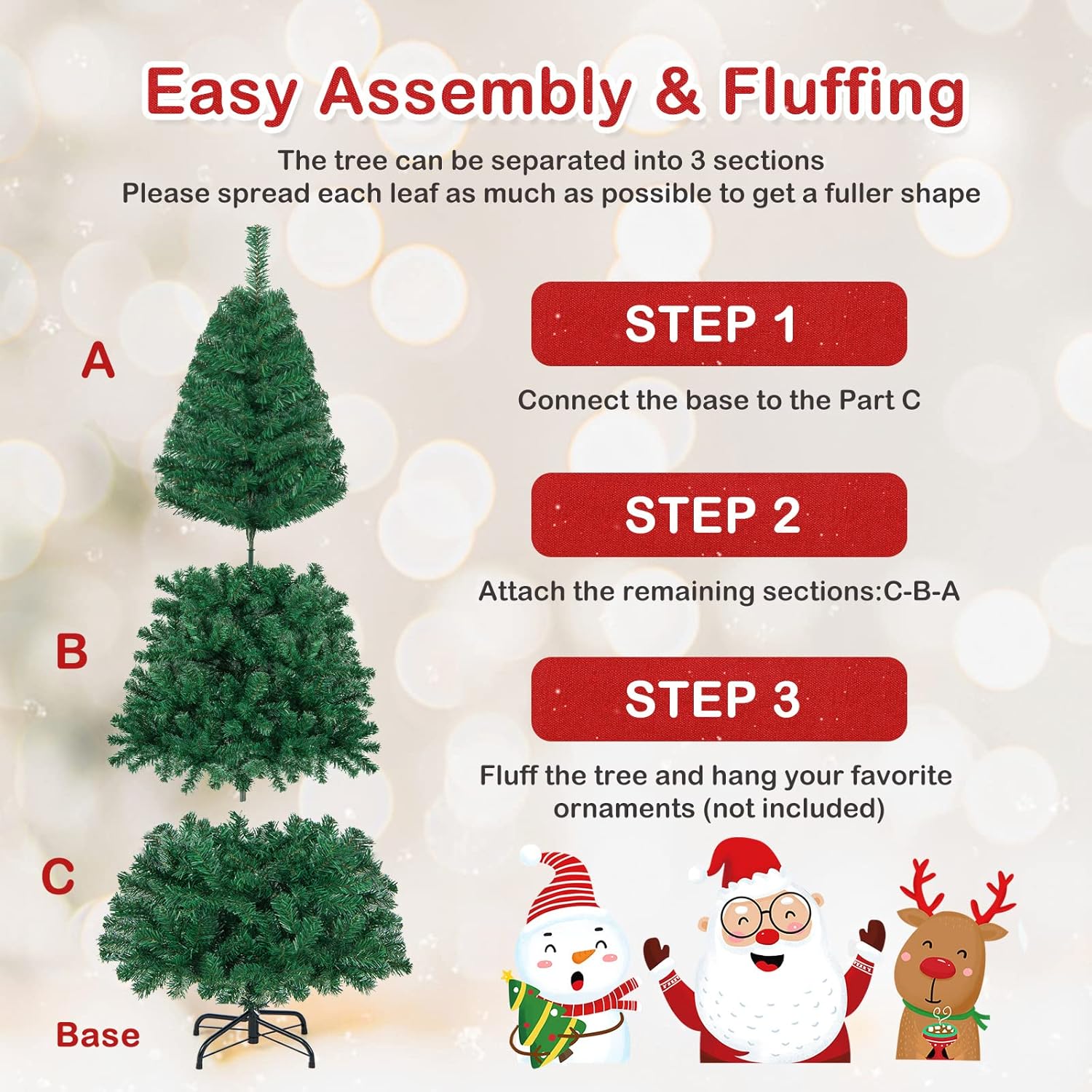 Árbol de Navidad artificial Goplus, pino de Navidad con patas de metal macizo, perfecto para decoración de Navidad en interior y exterior