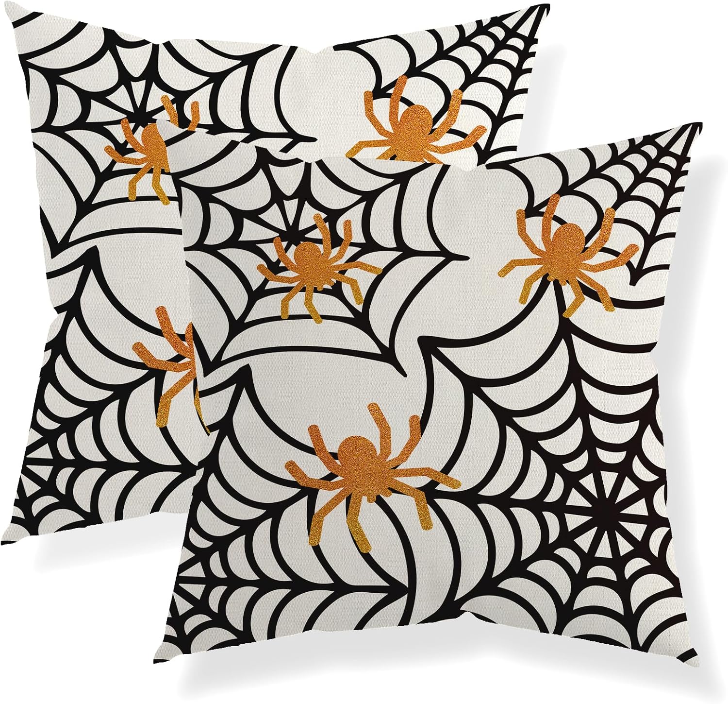 QANOK Juego de 2 fundas de almohada de Halloween de 20 x 20 pulgadas, decoración de Halloween, almohadas de tela de araña, fundas de cojín