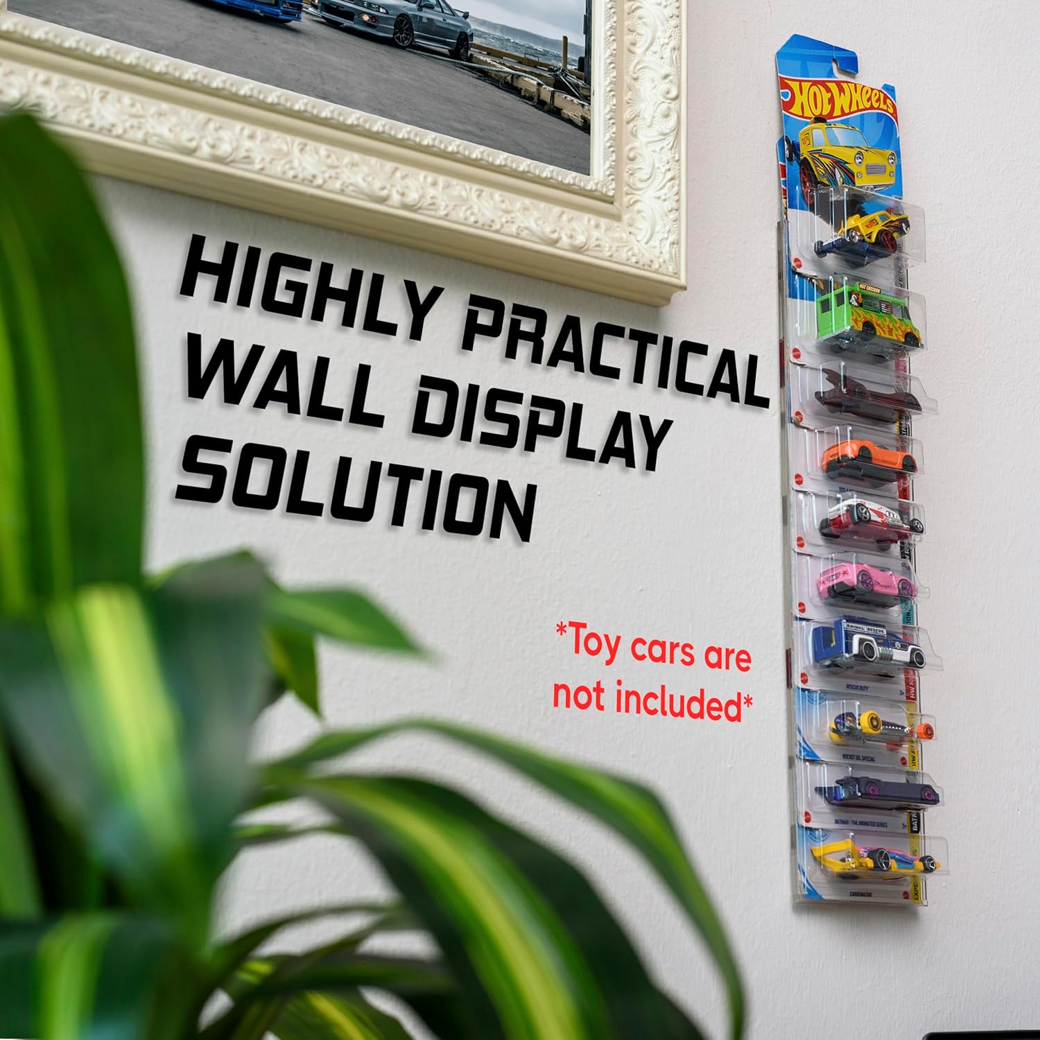Modelo Car Display Case – Soporte de pared para hasta 50 coches, compatible con Hot Wheels Matchbox Packaged Cars – Organizador de coche de juguete