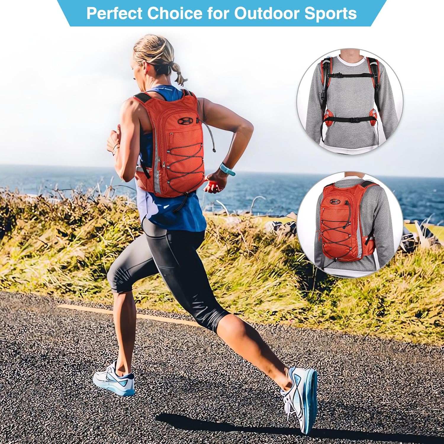 Mochila de hidratación de 3 litros, mochila de agua aislada, mochila de senderismo con vejiga de agua, mochila de vejiga de agua para senderismo,