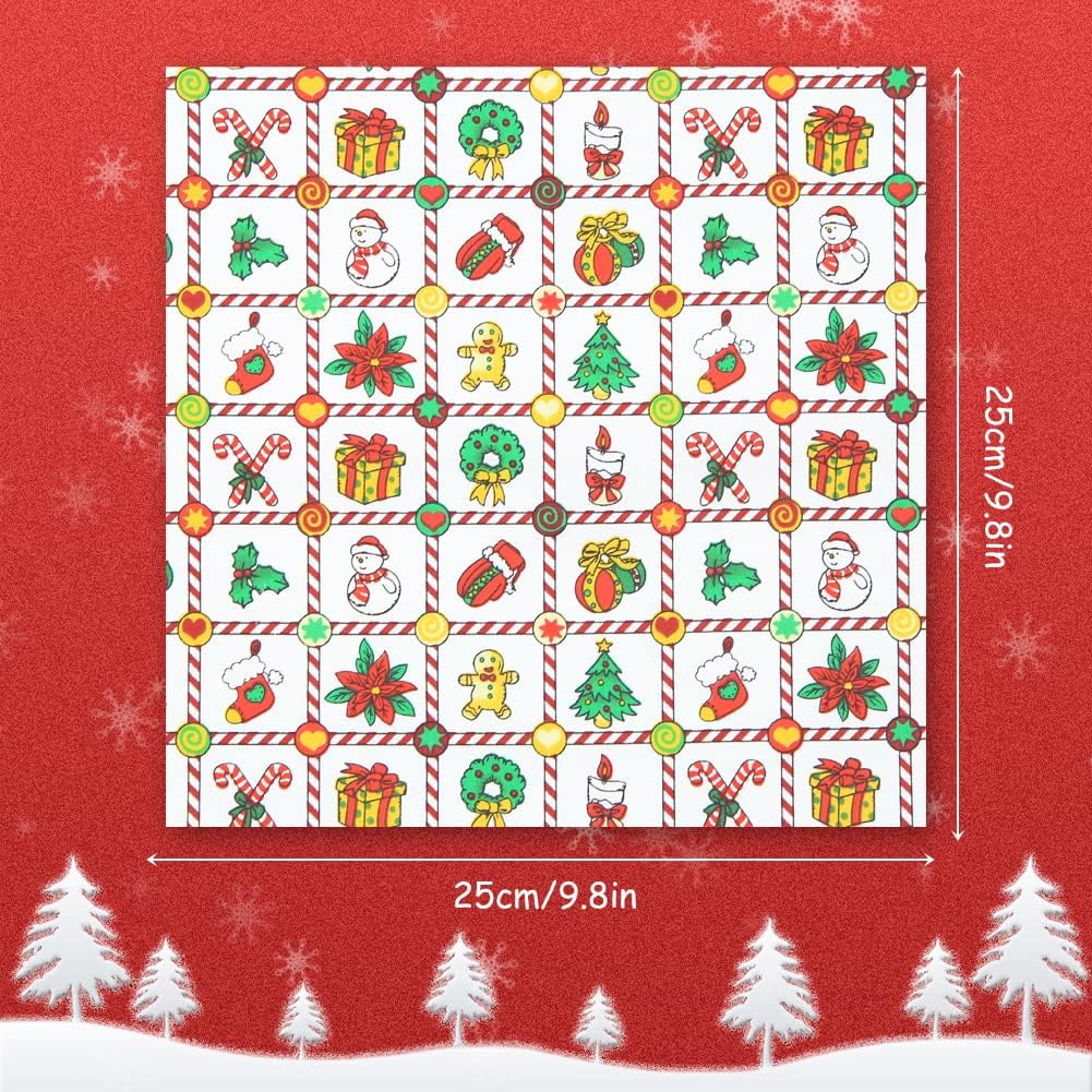 Paquete de 20 sábanas de tela de cuadros gruesos de Navidad, 10 x 10 pulgadas, 100% algodón, 40 hilos, surtido de 20 patrones diferentes, incluye