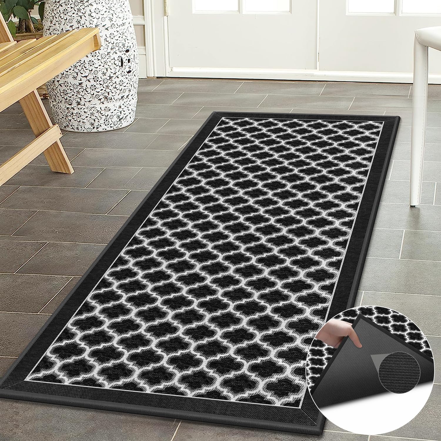 GOYLSER Alfombra de pasillo ultrafina para uso en verano, alfombra antideslizante con respaldo de goma, alfombra de pasillo interior de granja,