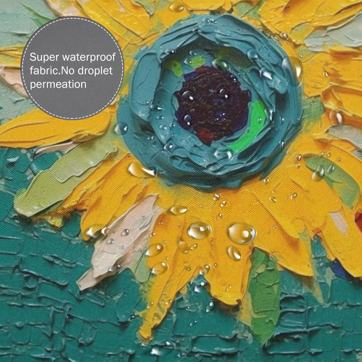 YLATY2405 – Cortina de ducha de girasol para baño, pintura al óleo, hojas verdes, flores, bohemio, tela amarilla abstracta, moderna, impermeable,