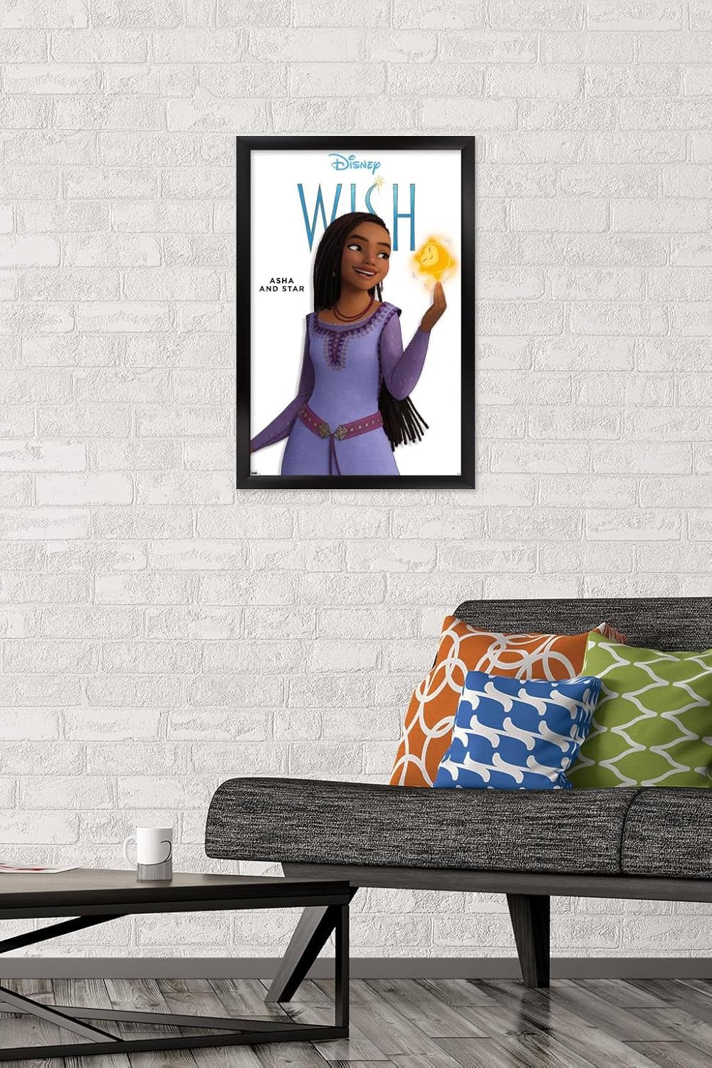 Trends International Disney Wish – Póster de pared Asha Feature Series, 14.72 x 22.37 pulgadas, versión enmarcada en negro