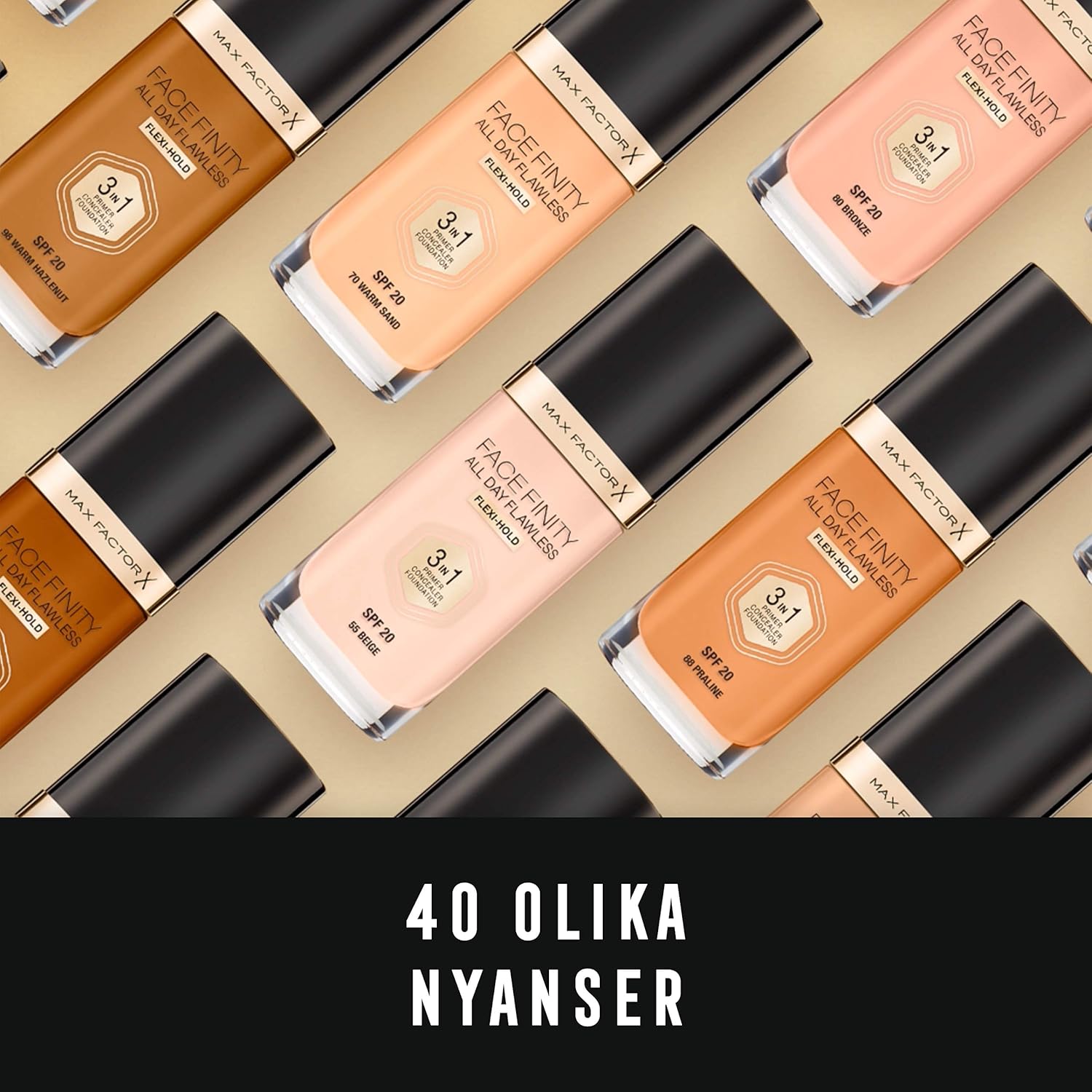 Max Factor Facefinity – Base de maquillaje 3 en 1 All Day Flawless SPF 20#092 Canela, 7.05 onzas