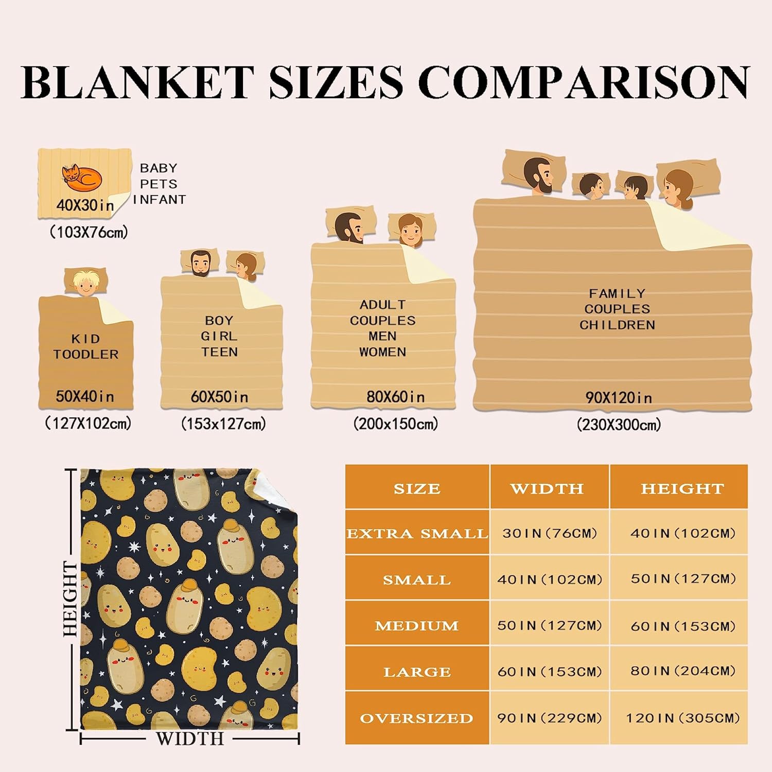 Manta de patatas de regalo para niñas y mujeres, manta súper suave y acogedora para sofá, cama, sofá, oficina, decoración para todas las estaciones,