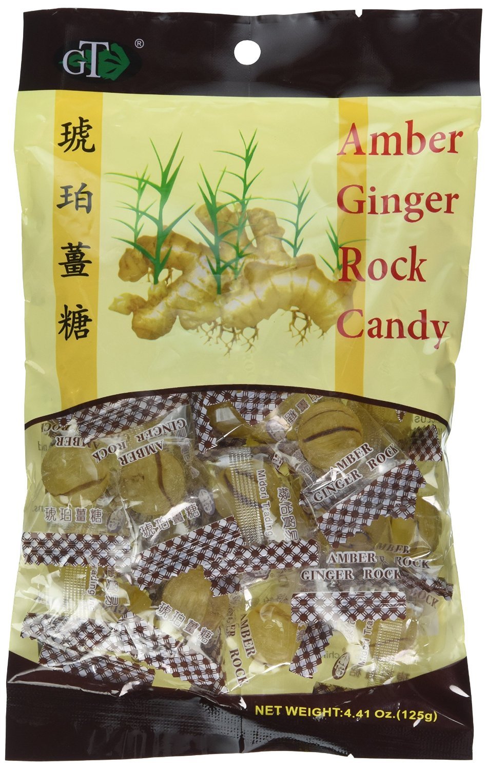 Caramelo ámbar de jengibre y roca (paquete de 8)