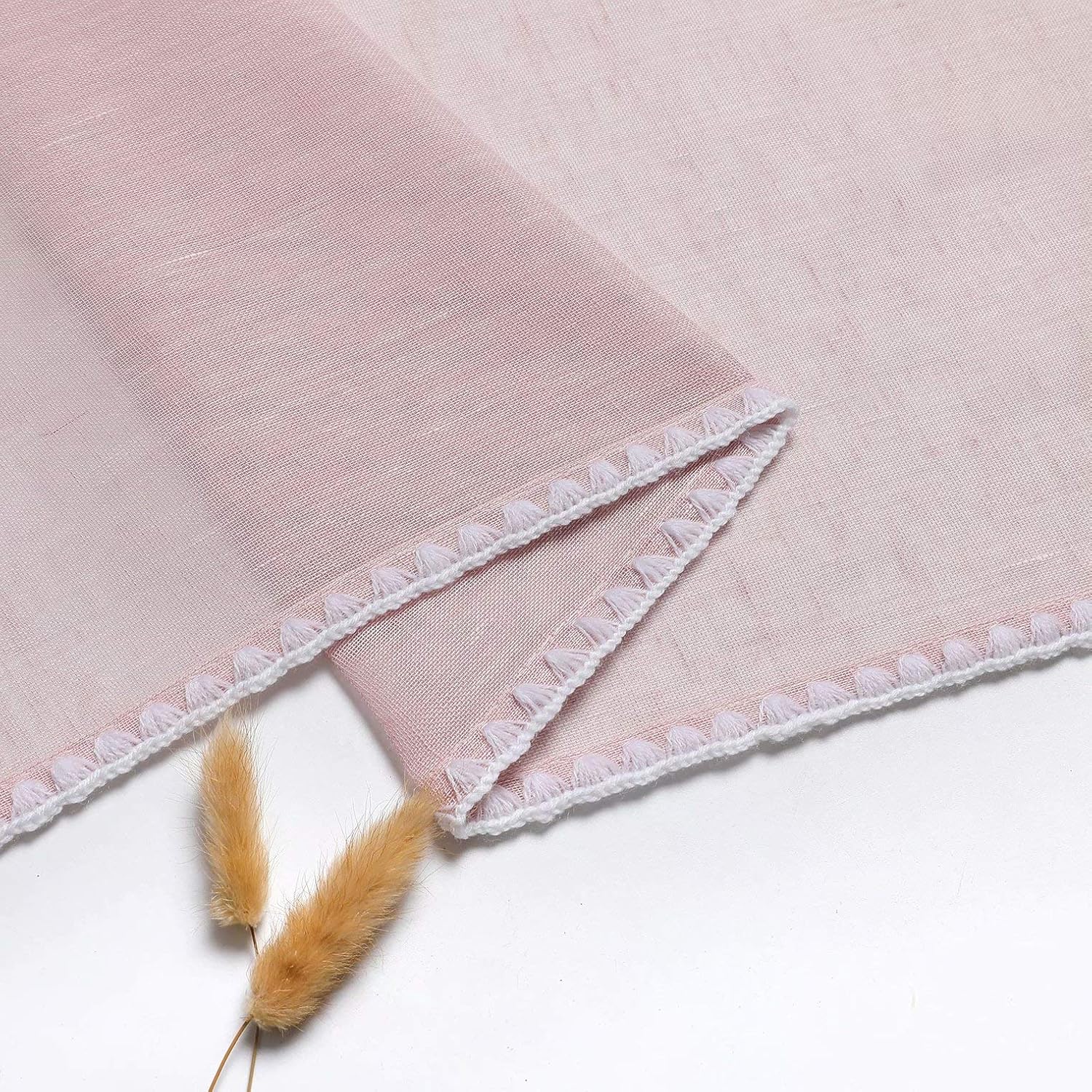 MISS SELECTEX Cortinas traslúcidas de lino natural  Cortinas semitransparentes con borde texturizado con ojales en la parte superior, para ventana