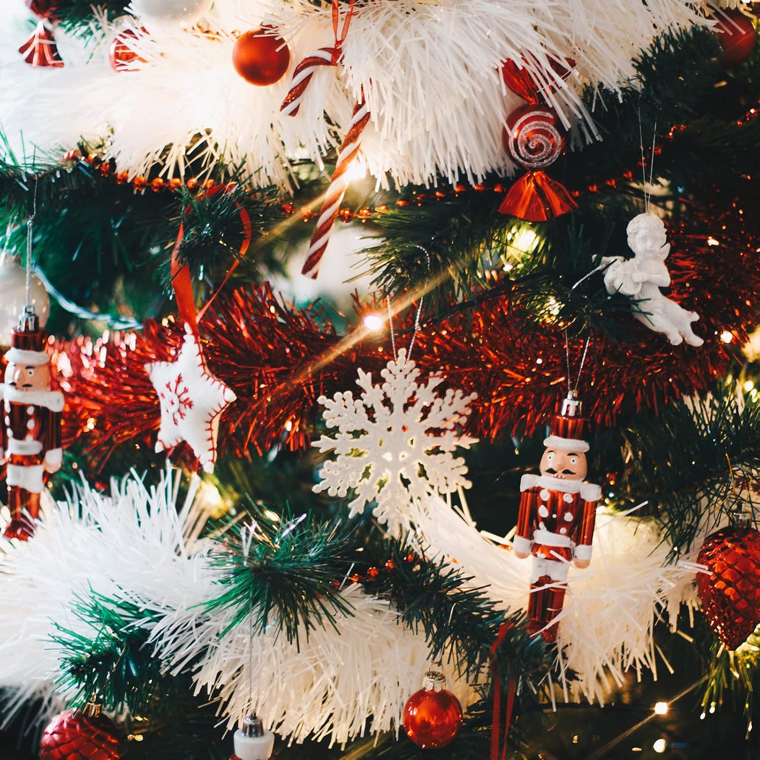 4 guirnaldas de Navidad de 26.2 pies con torsión metálica y brillante, decoraciones colgantes para árbol de Navidad, manto, barandillas de