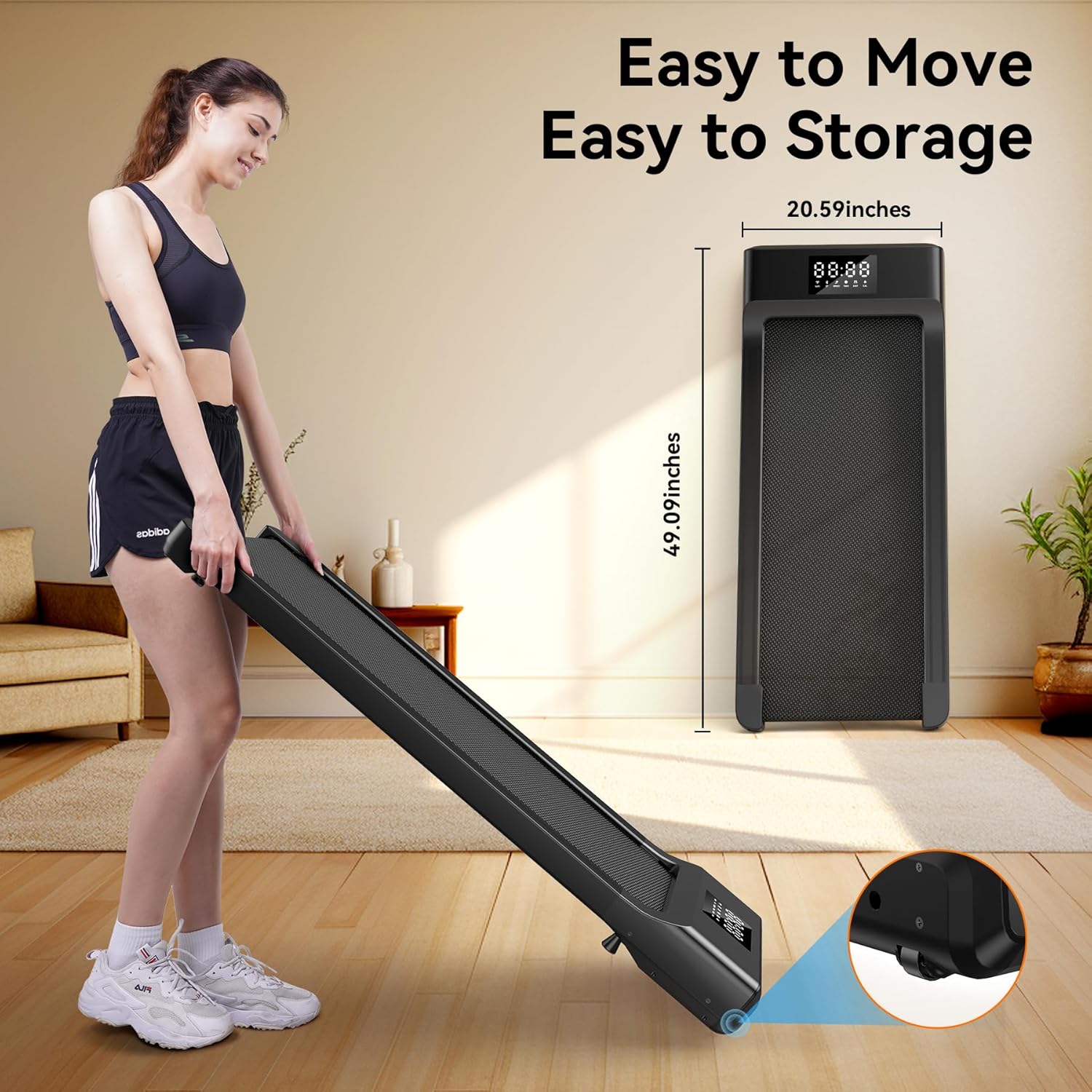 SupeRun Almohadilla inteligente para caminar, caminadora 2 en 1 para debajo del escritorio para el hogar con control remoto o pantalla LED de