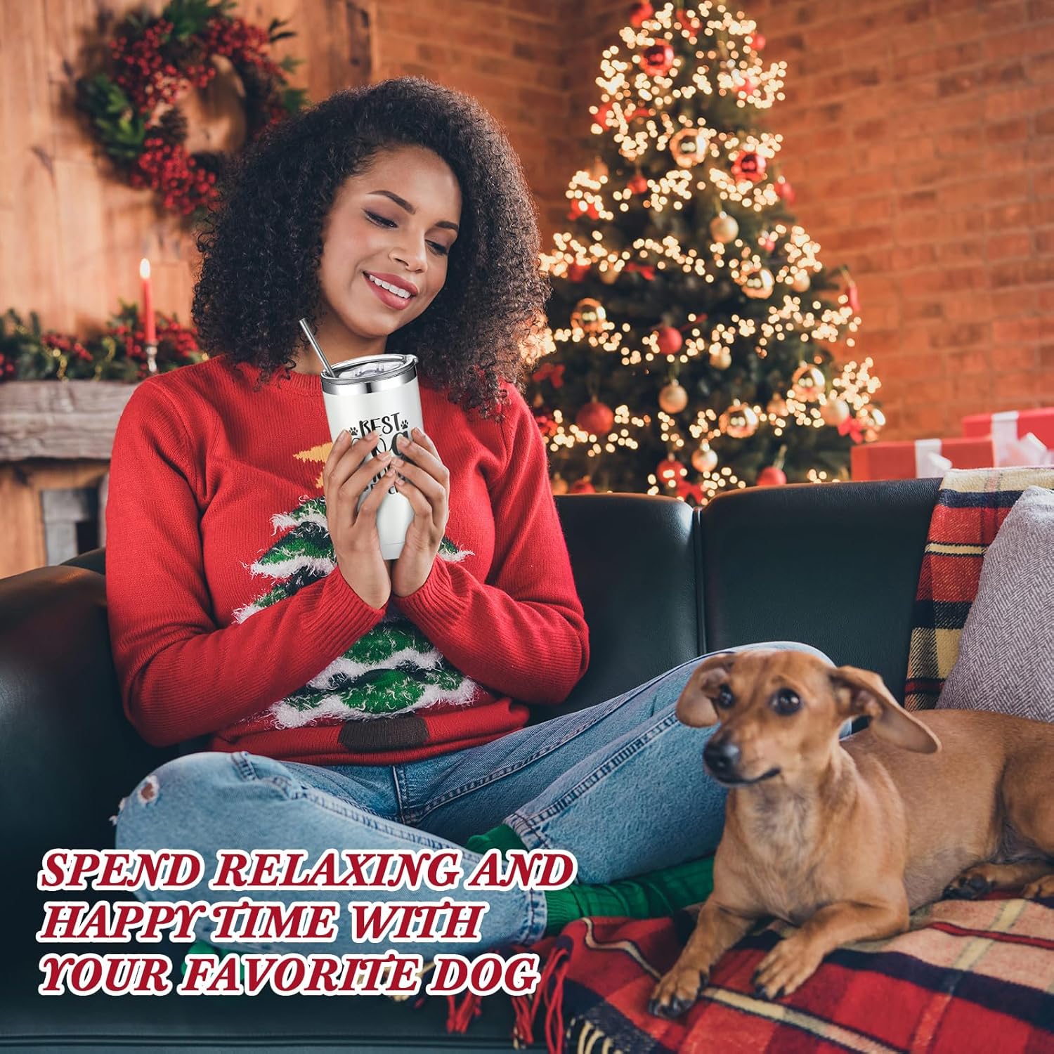 Regalos de Navidad para mamá, regalos para mujeres, regalos para la mejor mamá del perro, incluyendo tazas de viaje de 20 onzas, vaso, amante de los