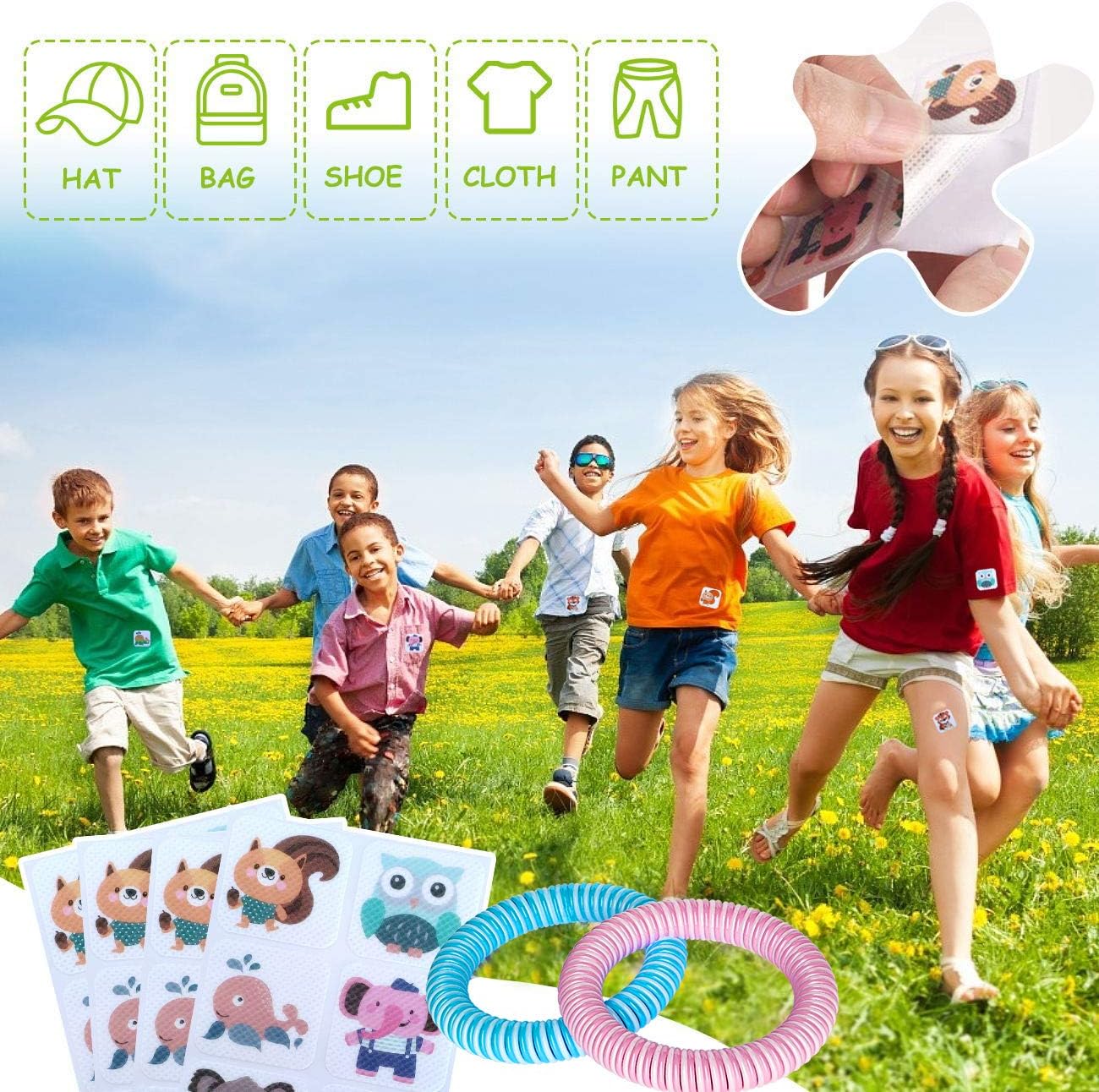 24 Pack Mosquito Repellent Bracelets and 120 Pack Mosquito Repellent Stickers for Kids & Adults, Outdoor Patio Hiking Camping Gear Must Haves