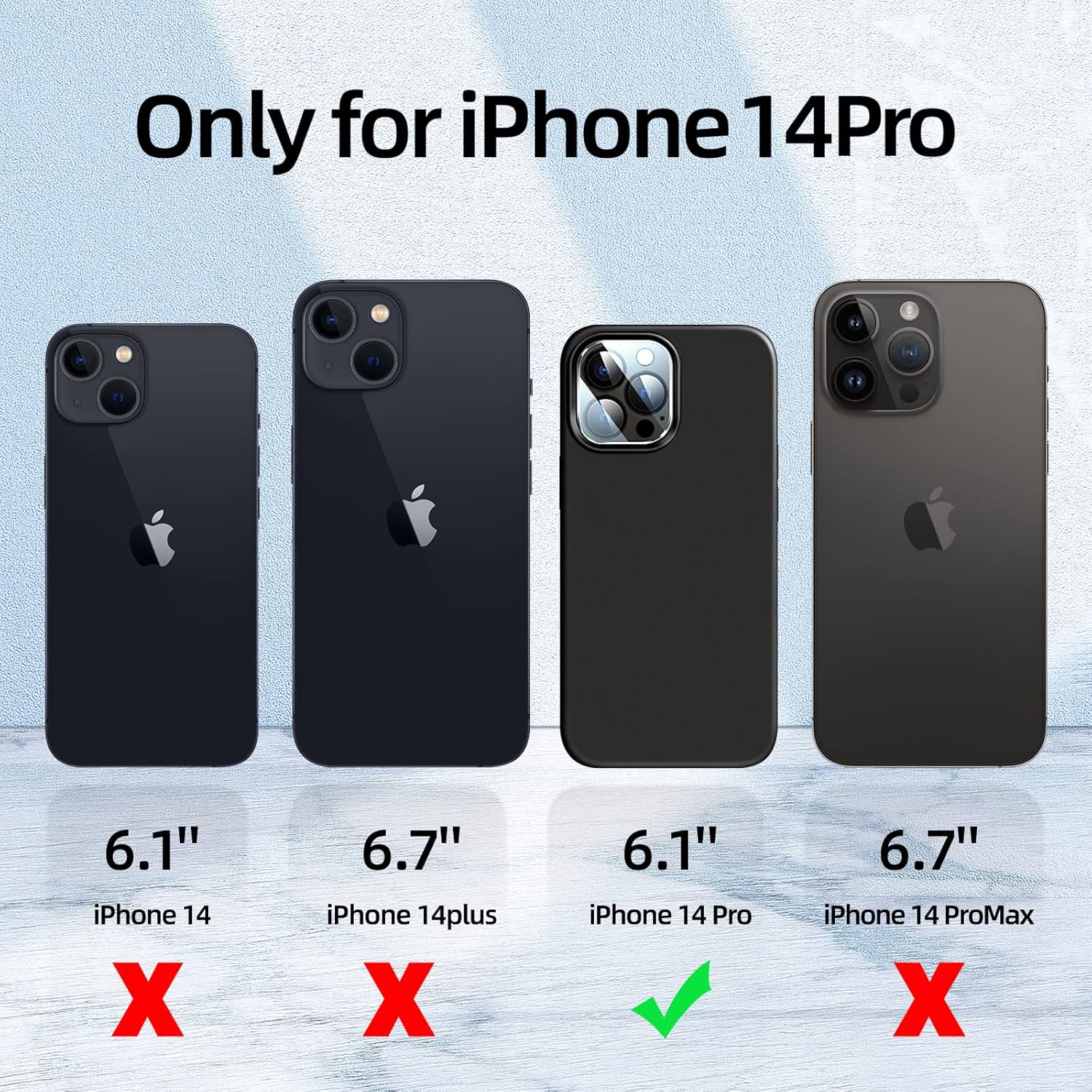 Dssairo Funda 5 en 1 para iPhone 14 Pro 6.1, con 2 protectores de pantalla + 2 protectores de lente de cámara, funda protectora de silicona líquida