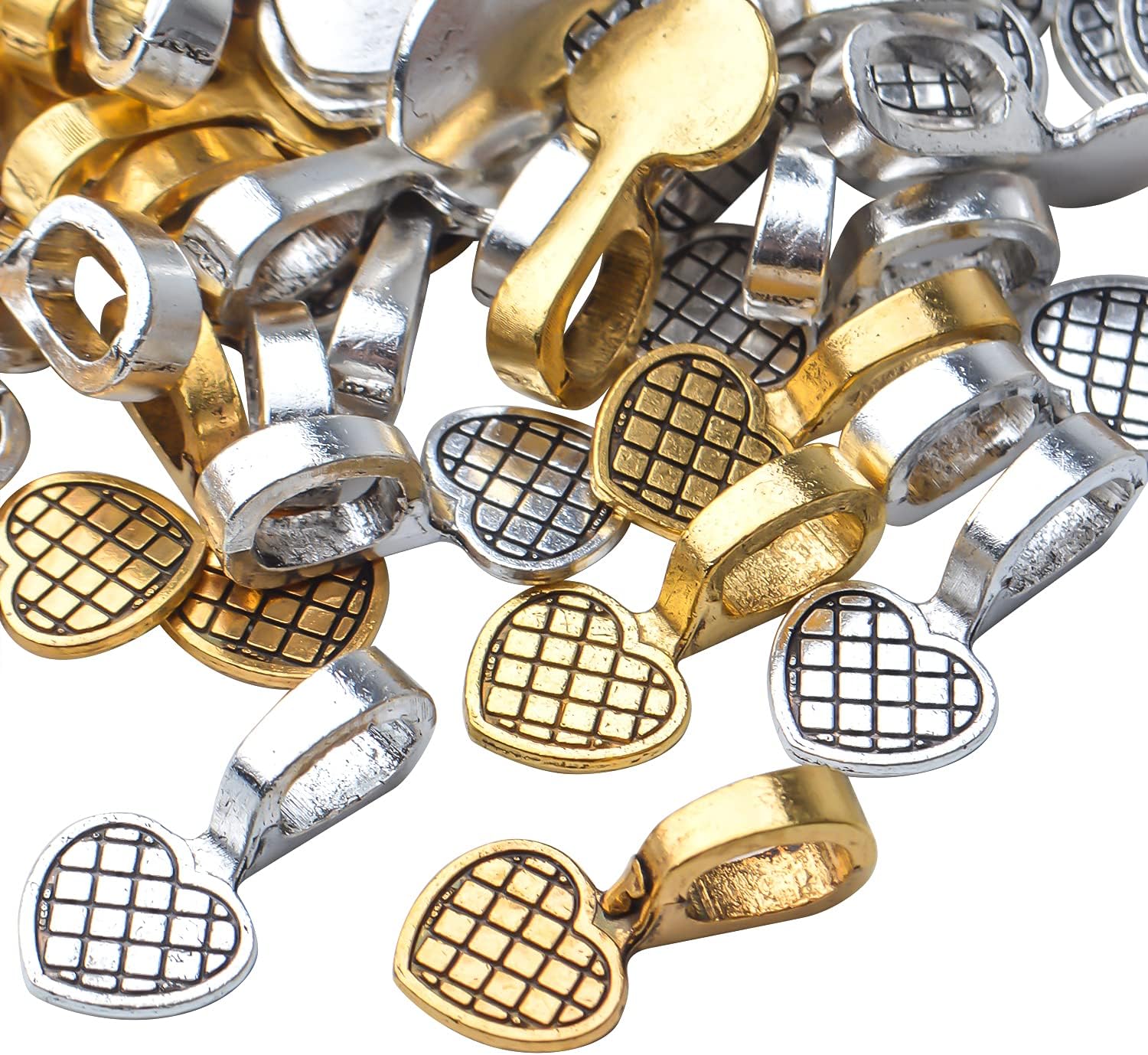 100 colgantes de aleación de corazón con forma de corazón, colgantes, colgantes para aretes de bricolaje, azulejos de vidrio, joyería, manualidades,