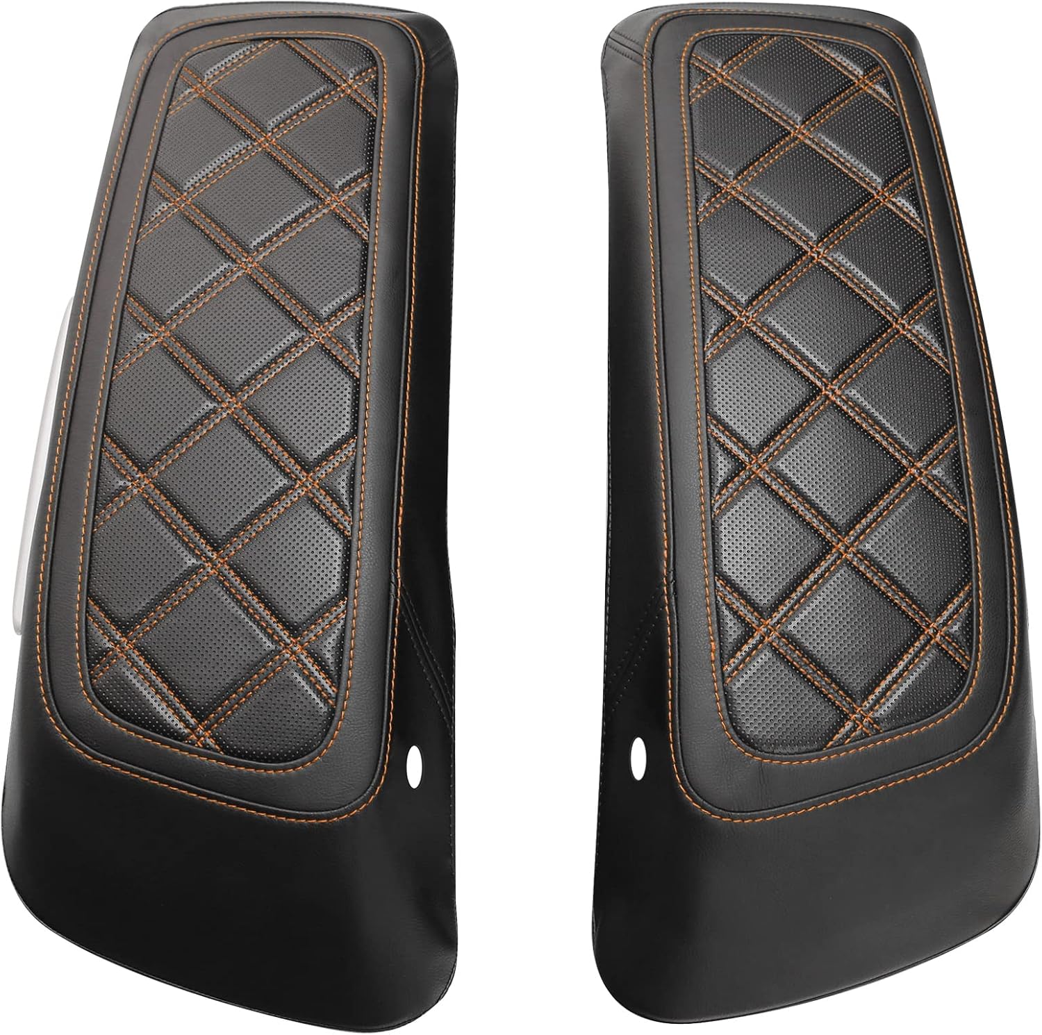 Fundas para tapa de alforja de motocicleta, color marrón, con costuras de diamante, para Harley Touring Modelos Road King Street Glide Road Glide