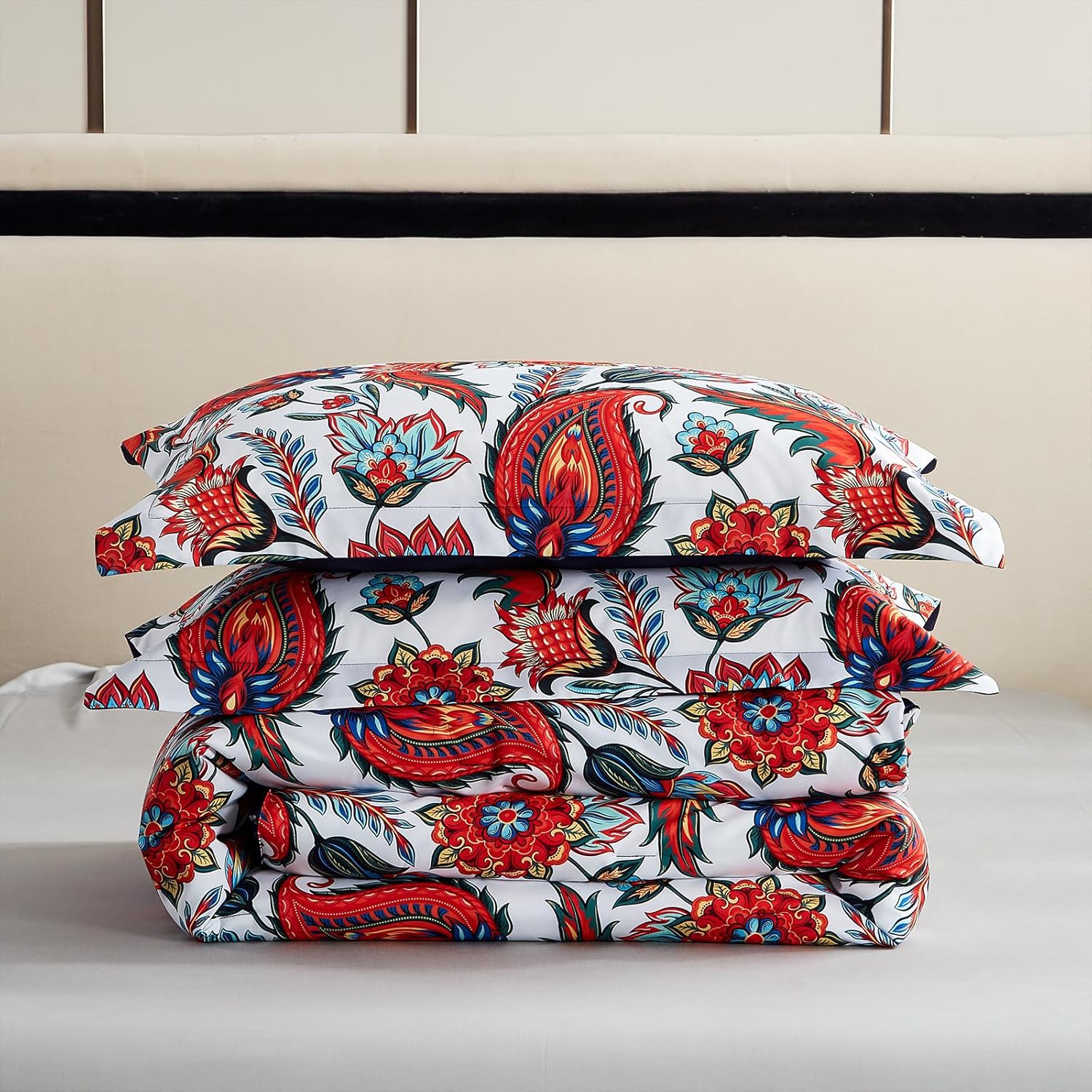 Ikawaapurry Juego de edredón floral tamaño Queen para cama Queen, juego de ropa de cama bohemio de granja, esponjoso, ligero, flores, plantas, para