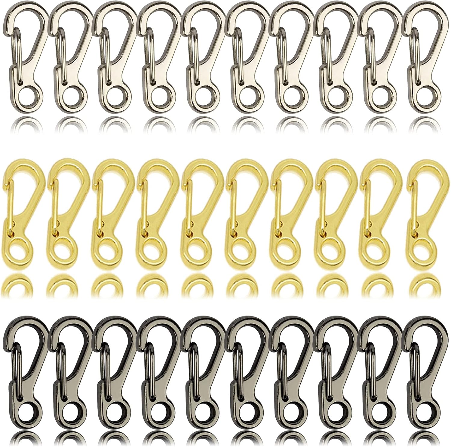 30 ganchos de resorte para Keychian, mini hebilla colgante de resorte, mini mosquetón, clips de llavero de paracaídas, cierres de hebilla para