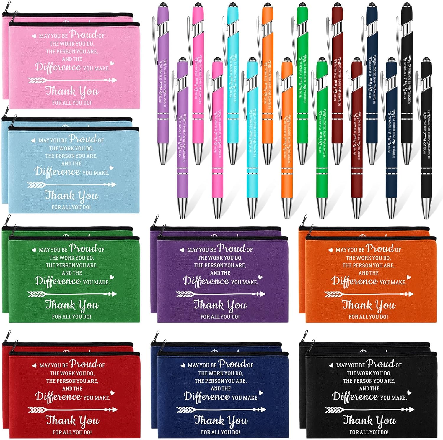 Cholemy 32 bolsas de maquillaje con bolígrafos retráctiles, regalos de agradecimiento para compañeros de trabajo, regalos de agradecimiento con