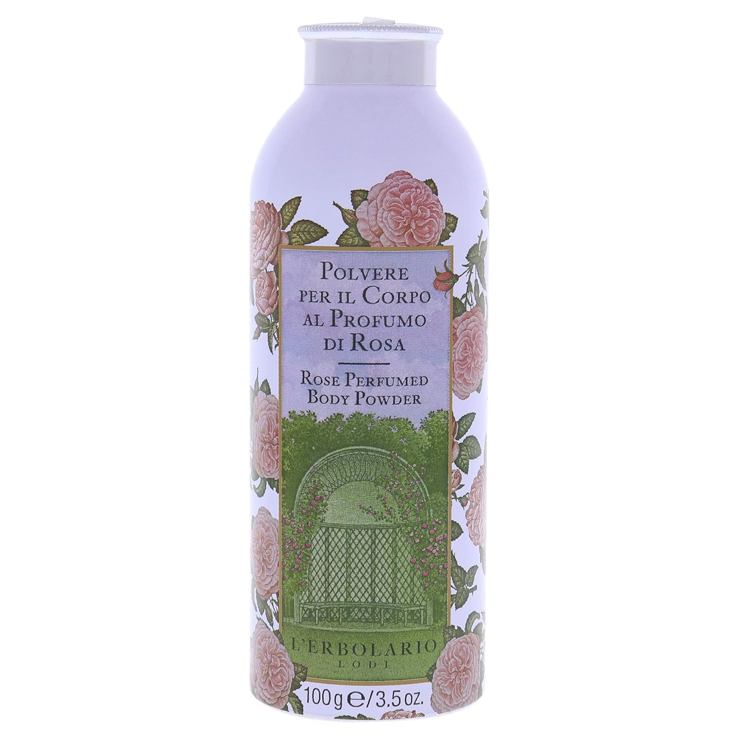 L’Erbolario Polvo corporal perfumado de rosa, aroma floral naturalmente atractivo con rosa, jazmín y almizcle blanco, sin siliconas, parabenos o