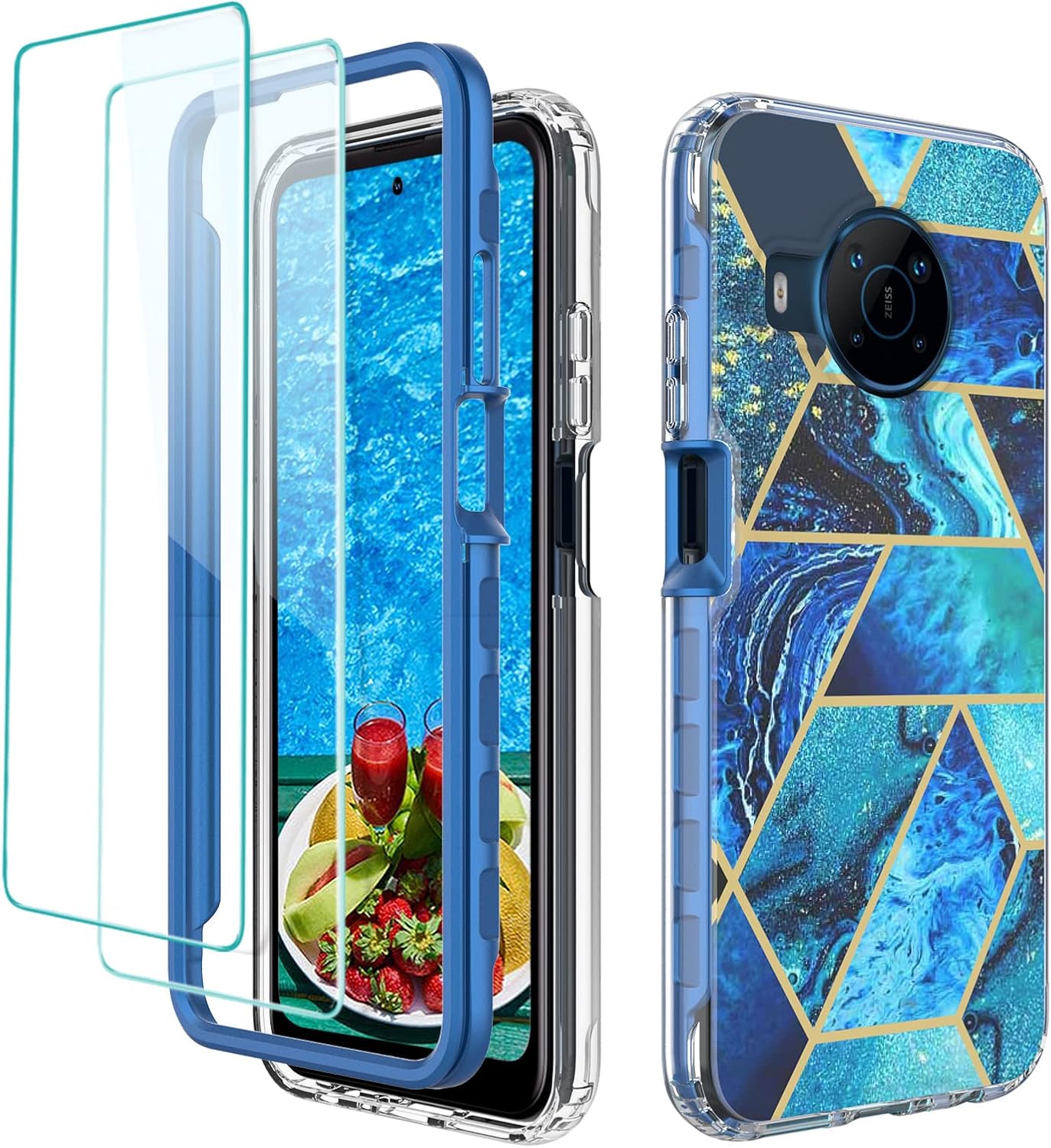 Jeylly Funda para Nokia X100 con protector de pantalla de vidrio templado, marco frontal duro de cuerpo completo y funda protectora de silicona