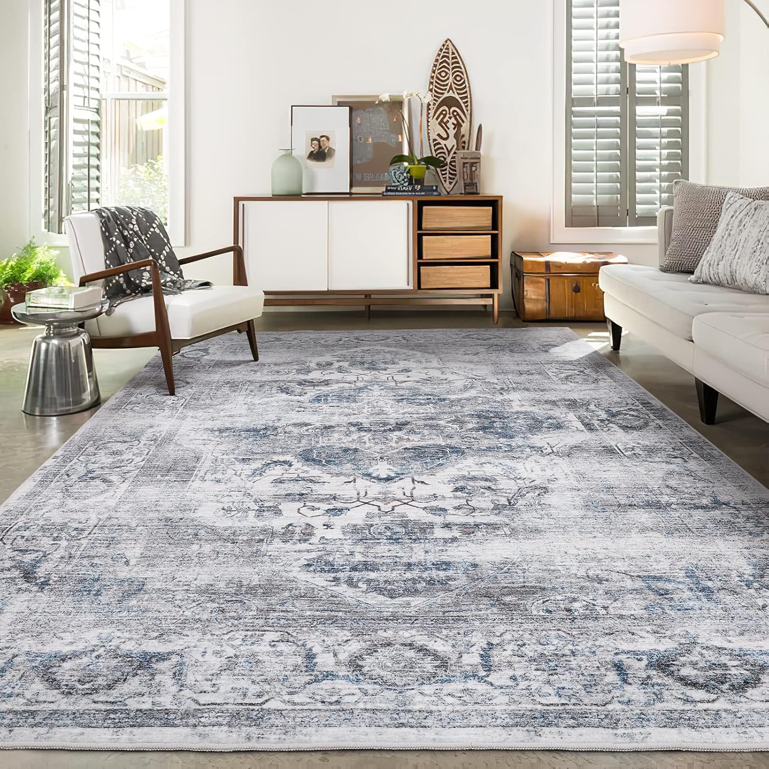 Alfombras de área de 4 x 6 pies con parte trasera antideslizante, resistentes a las manchas, lavables para sala de estar, dormitorio y comedor,