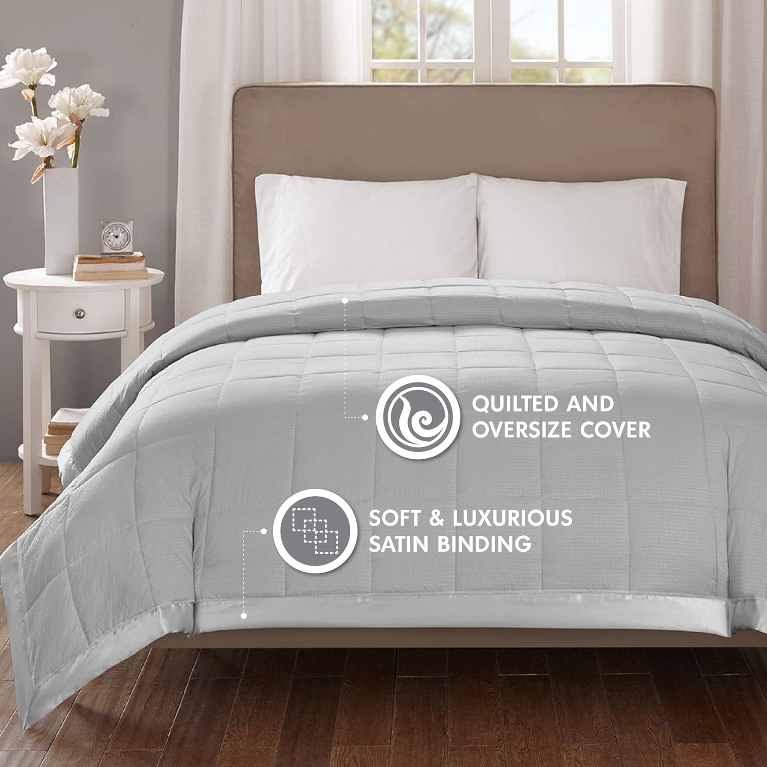 Cobija alternativa extragrande Cambria Premium, Poliéster, gris, gemelo