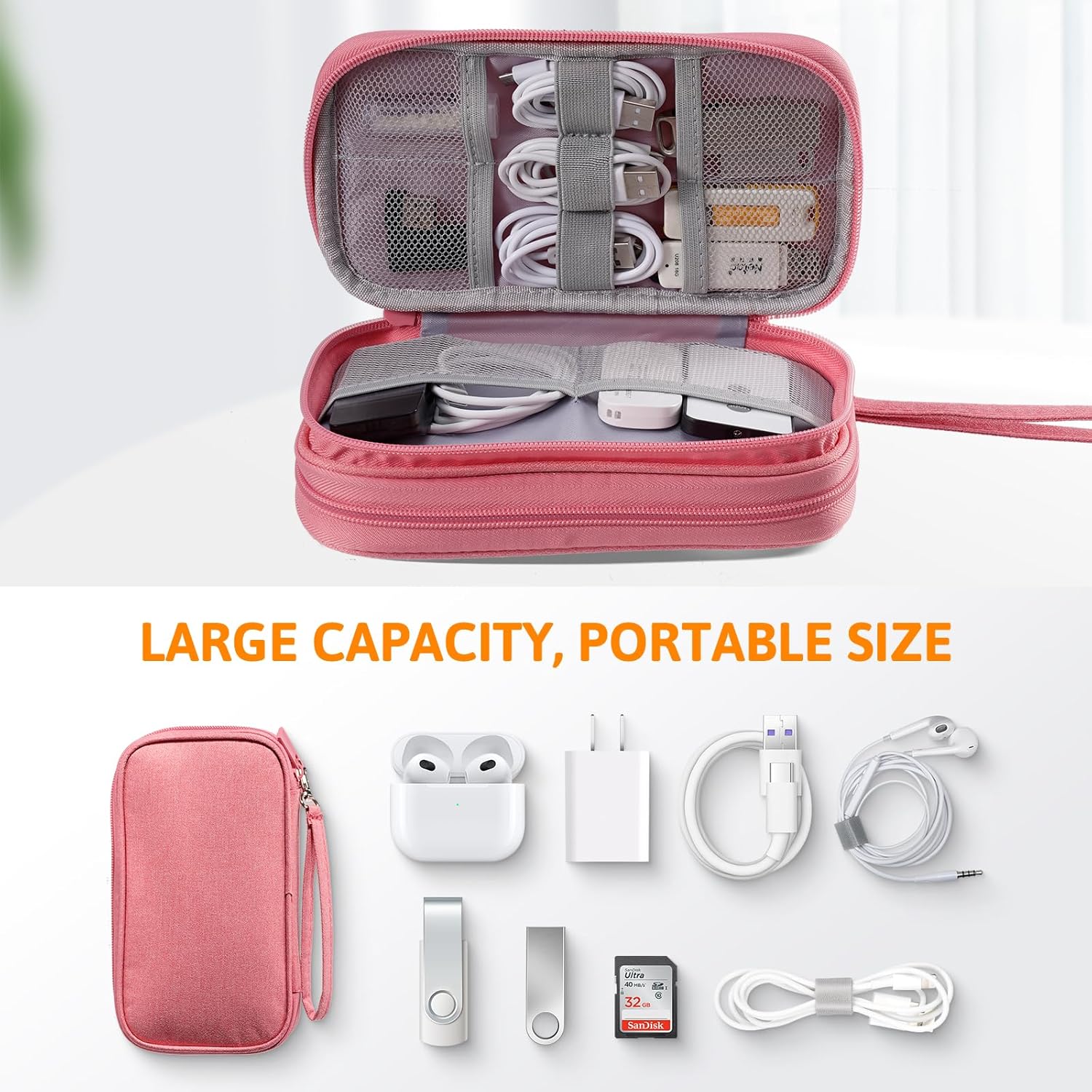 OrgaWise Electronic Organizer Small Electronic Accessories Travel Waterproof Cable Pouch for USB, Charger, Hard Drive, Earphone, Fits Travel, Home
