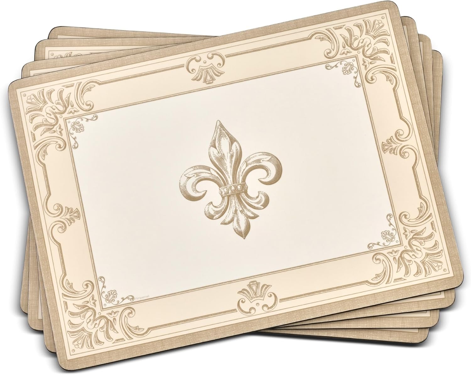 Juego de 4 manteles individuales de 15.7 x 11.7 pulgadas, cada uno beige y blanco, casual, clásico, antiadherente