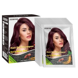10 unidades de champú de tinte para el cabello de vino tinto oscuro 3 en 1, champú de color natural para el cabello, tinte instantáneo 10 unidades de champú de tinte para el cabello de vino tinto oscuro 3 en 1, champú de color natural para el cabello, tinte instantáneo